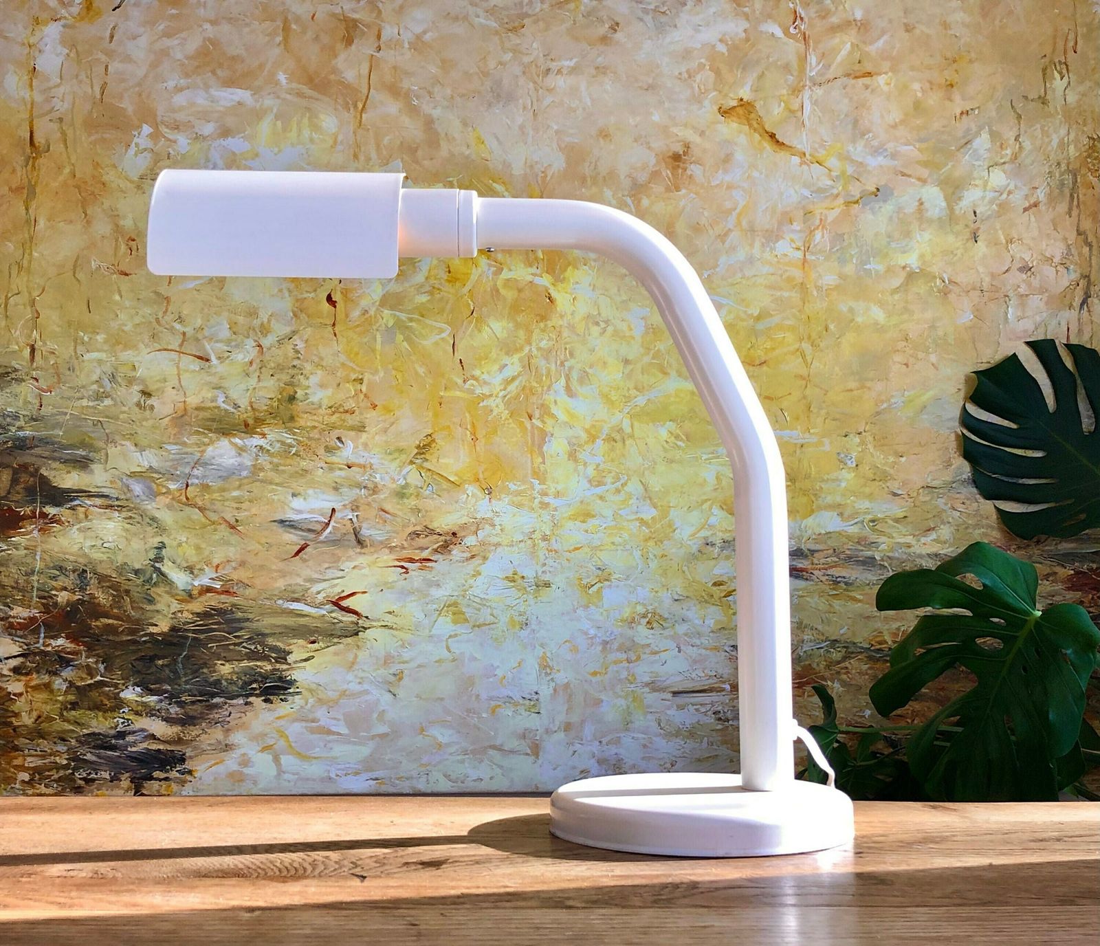 Danish Minimalist Vintage Table Lamp Model "Jet" In White Metal   Design By Design Light From The 1980s