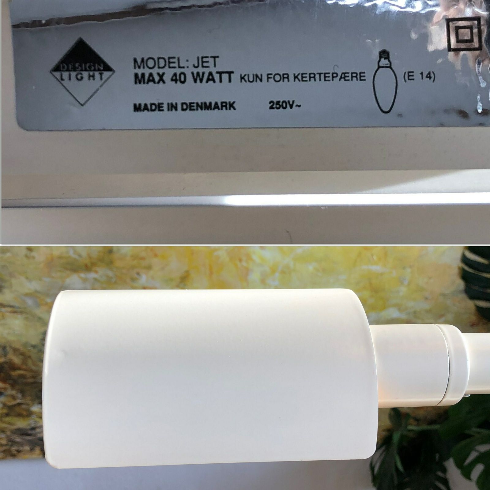 photo furniture Danish Minimalist Vintage Table Lamp Model "Jet" In White Metal   Design By Design Light From The 1980s