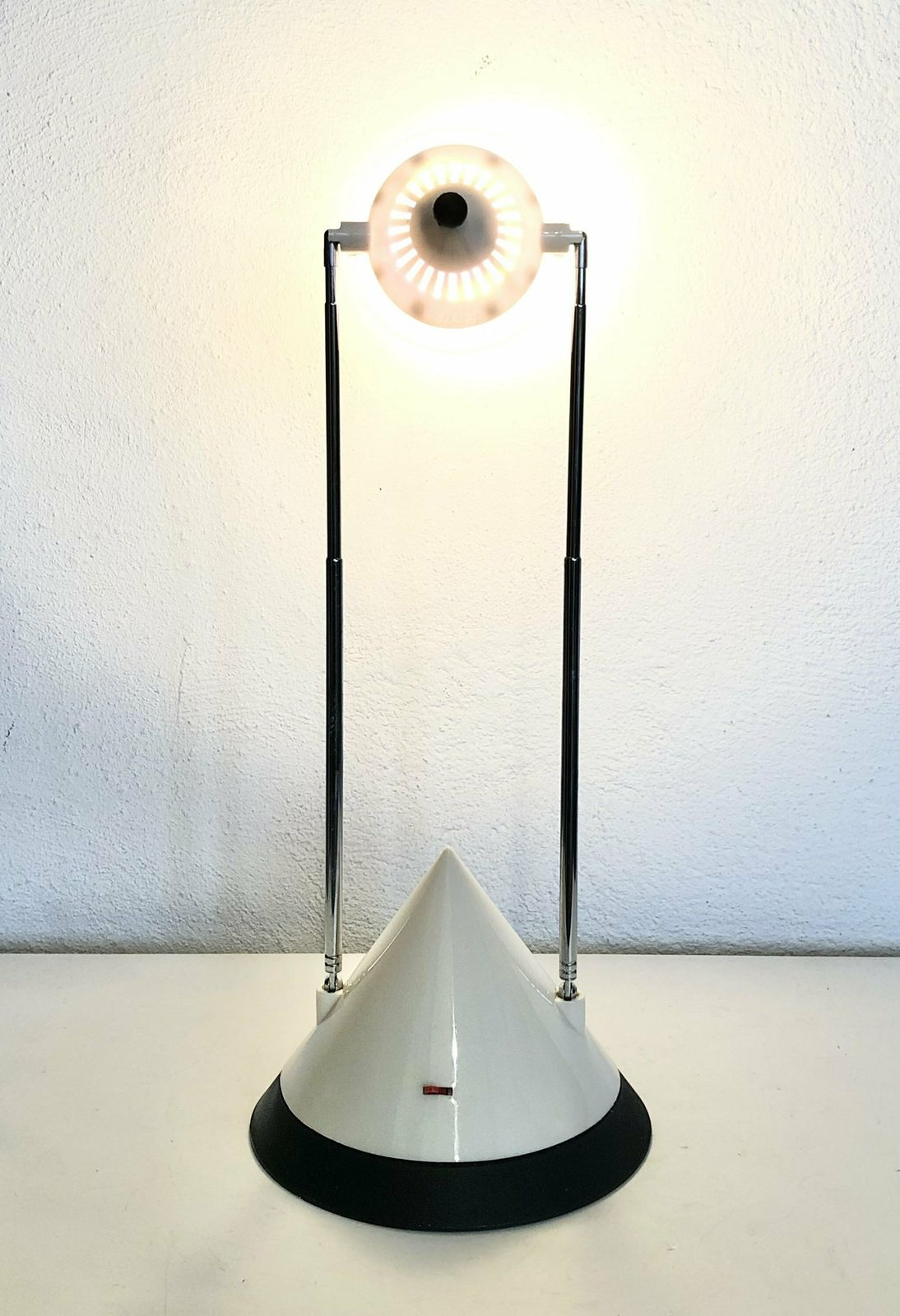 French Vintage Space Age “Satellite” Table Lamp In Black And White Plastic   Design From Avant Premiere photo vinterior
