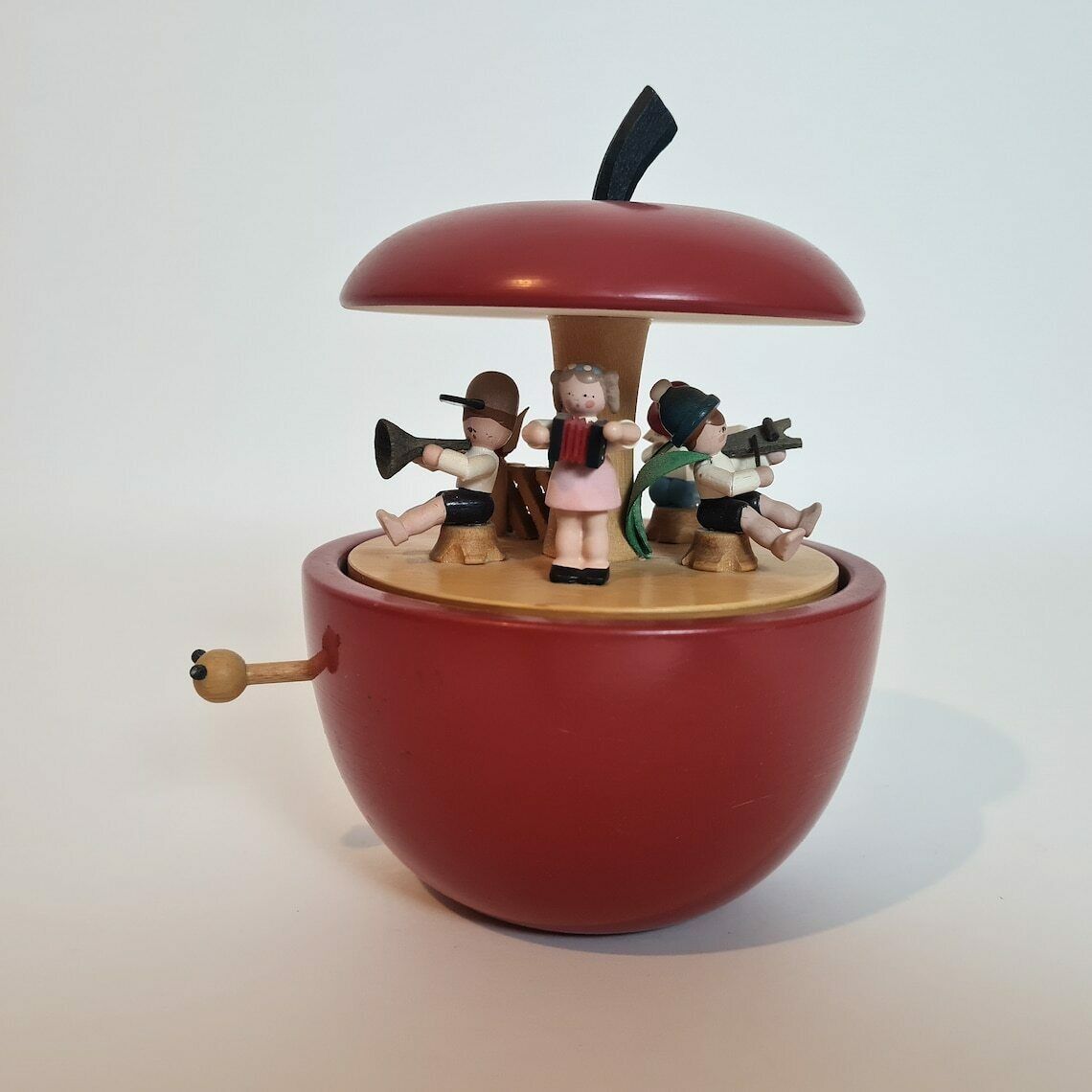 photo for sale Vintage Rare Retro Erzgebirge Music Box With 2 Easter Ladybug Figurines, Miniature Ladybug Collectible Figurines