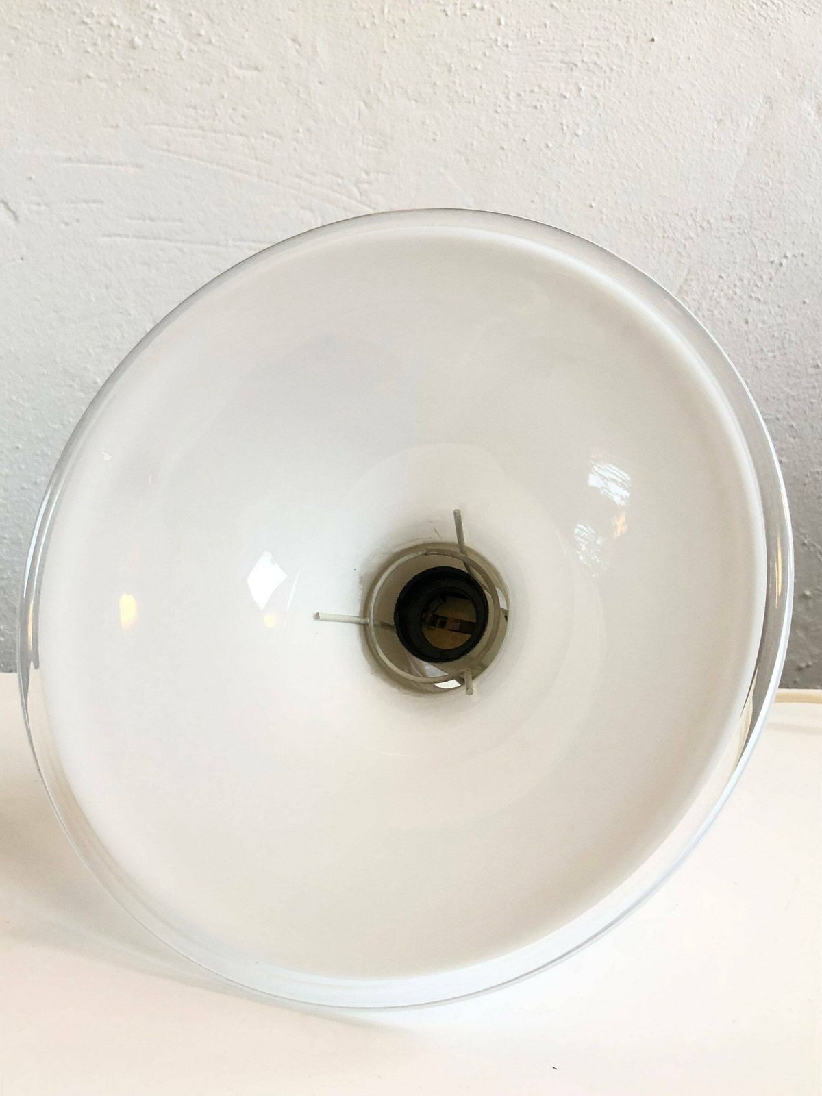 Danish Minimalist Ceiling Lamp In Modernist Shape Of White And Transparent Glass   Design From El Light photo buy