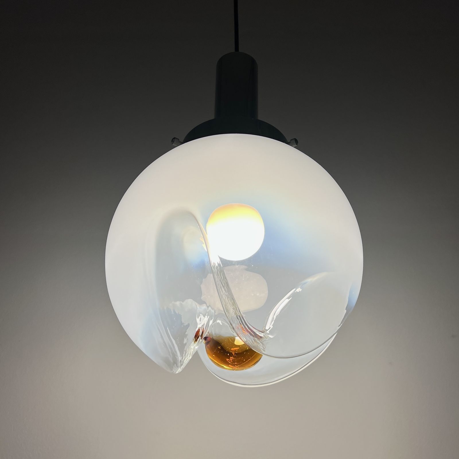 1970s Large Mezzega Murano Honey Glazed Glass Pendant photo furniture