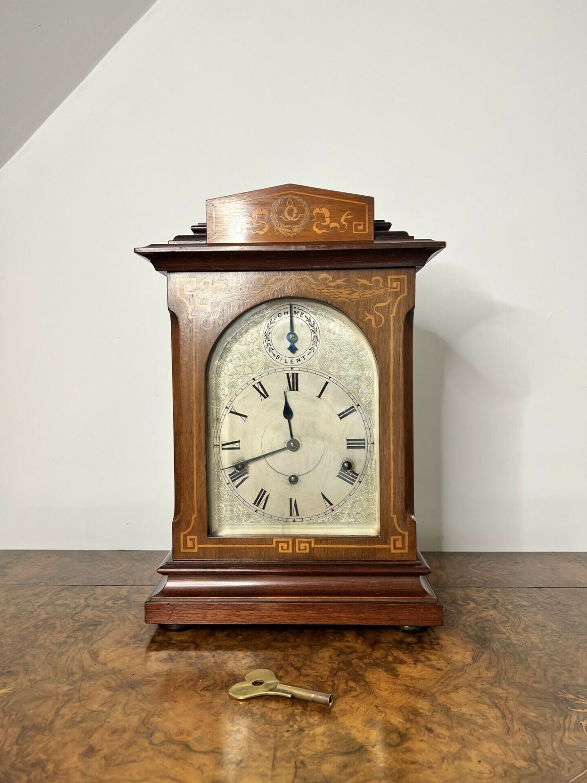 Edwardian Quality Rosewood Inlaid Chiming 8 Day Mantle Clock photo furniture