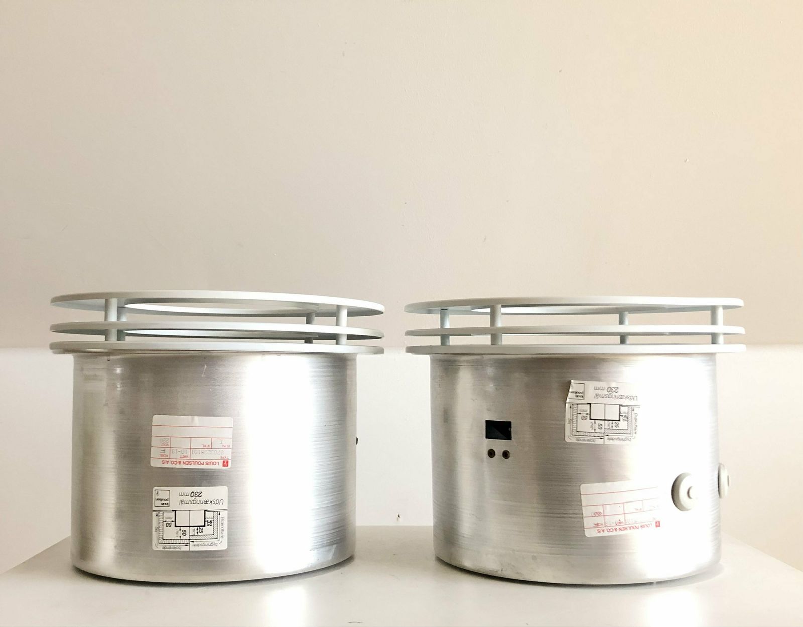 Pair Of Vintage Louis Poulsen “Strata” Inbuilt Ceiling Lights With Multilayer Shades   Design By Alfred Homann, Denmark photo Lighting