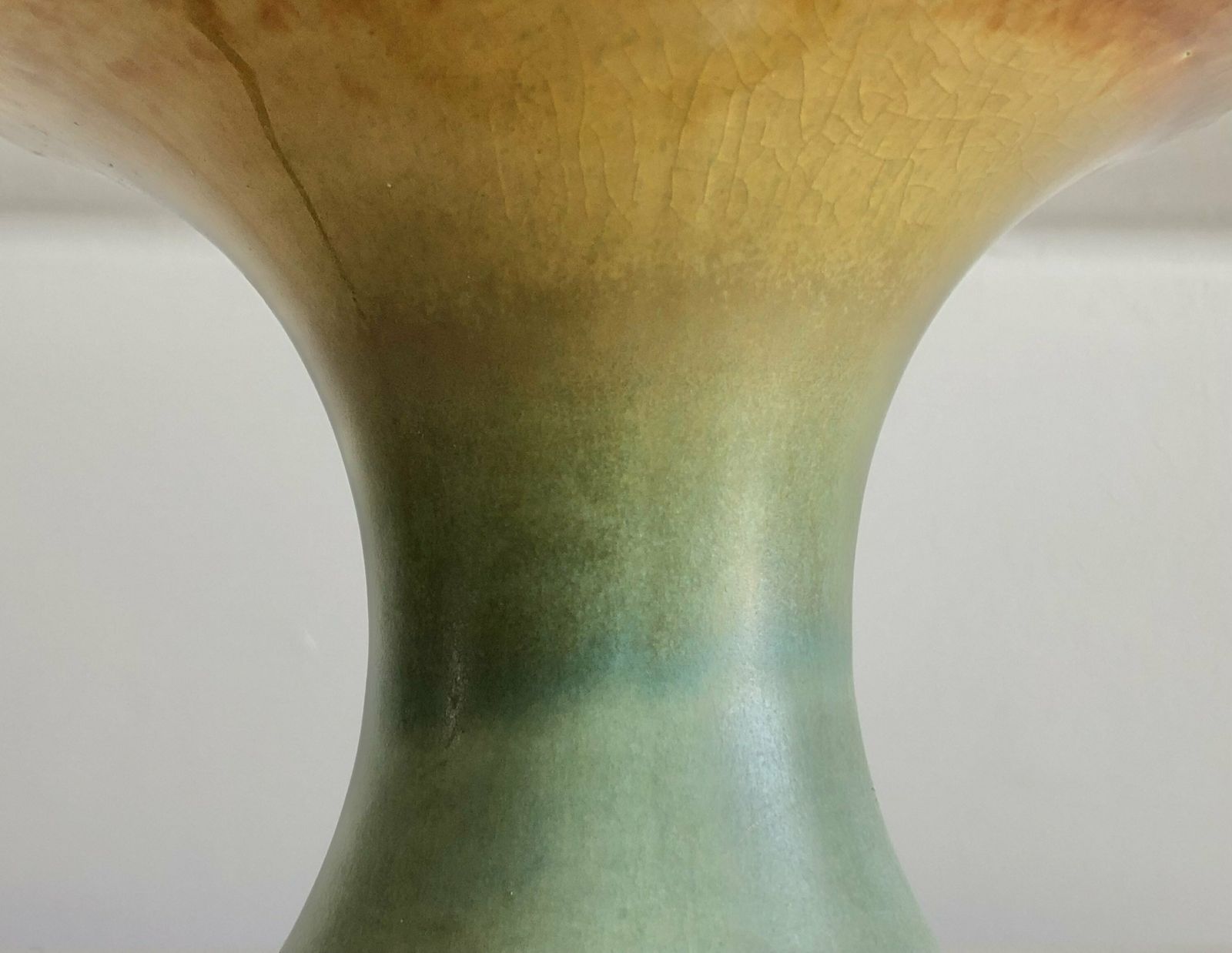 Danish Sculptural Ceramic Studio Mid Century Table Lamp In Organic Shape With Green And Brown Glaze   Design From Hasle Keramik, Denmark photo for sale