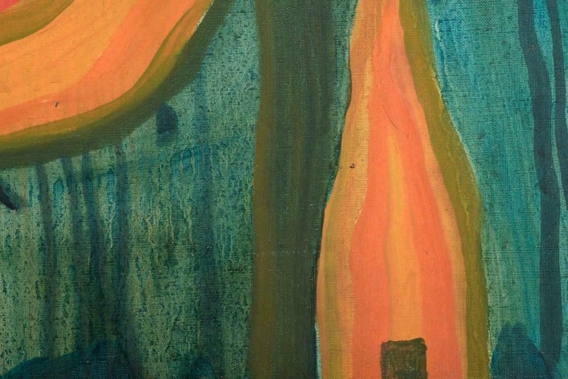 Monique Beucher. Oil On Canvas. Abstract Composition In Orange And Green photo 638.0