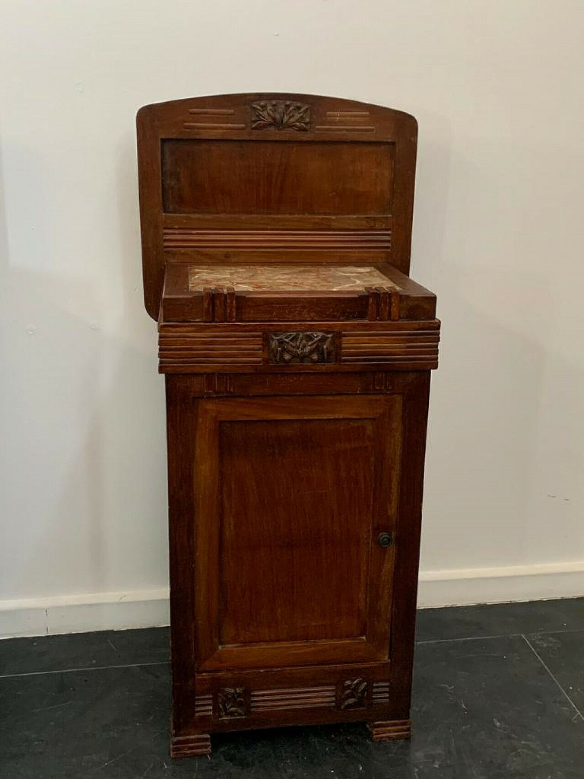 Pair Of Art Nouveau Cherry Wood Bedside Tables, Early 20th Century photo vinterior