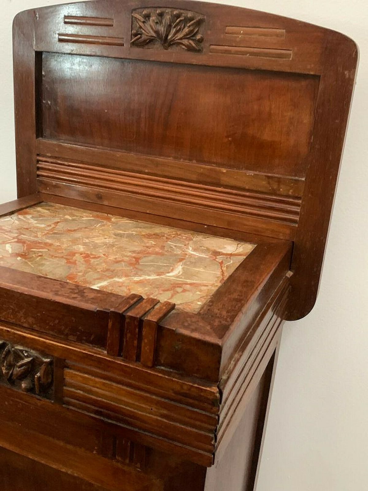 Pair Of Art Nouveau Cherry Wood Bedside Tables, Early 20th Century photo vintage