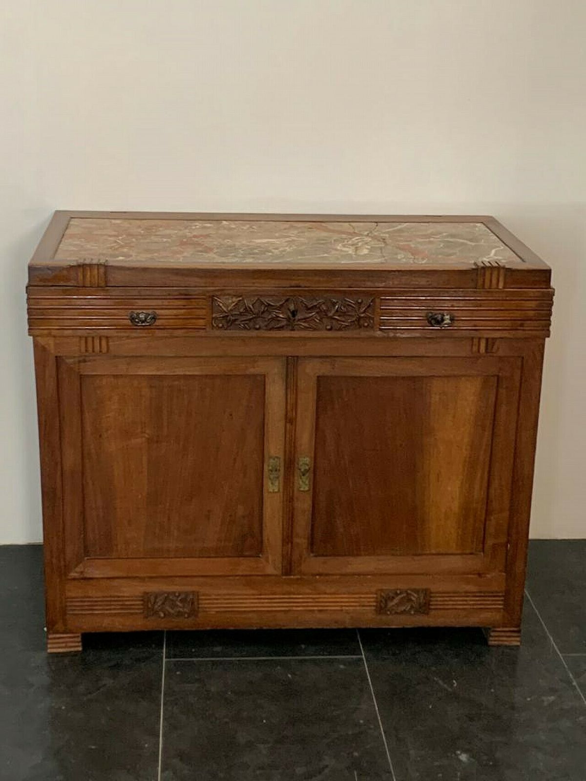 Art Nouveau Cherry Wood Sideboard With Mirror, Late 19th Century photo for sale
