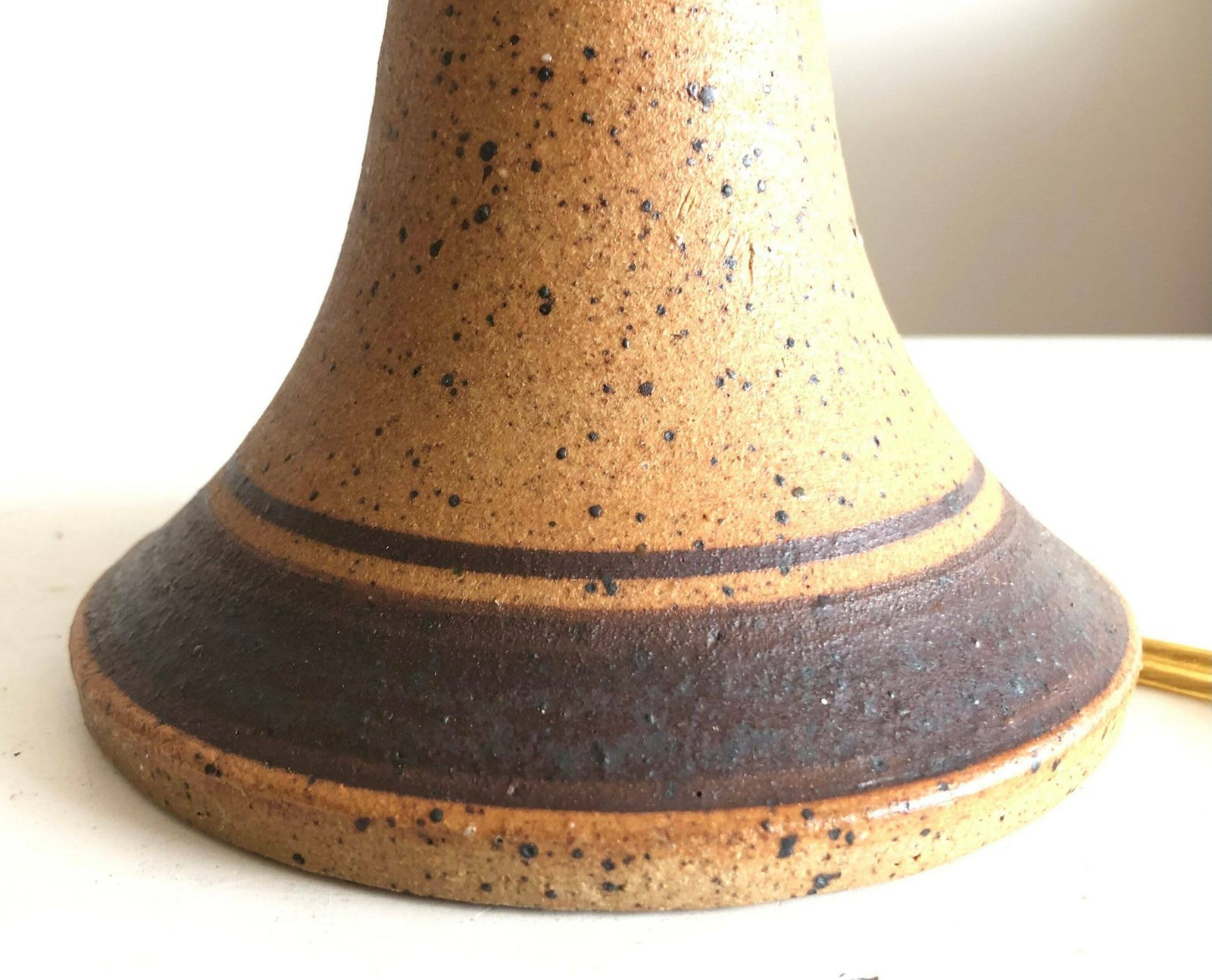 Rare Danish Stoneware Mid Century Wall Lamp In Organic Shape With Beige And Brown Glaze   Design From Helle Allpass, Denmark photo vintage