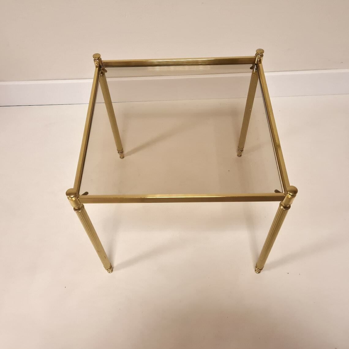 Vintage Mid Century Modern Brass And Smoky Glass Table photo Furniture