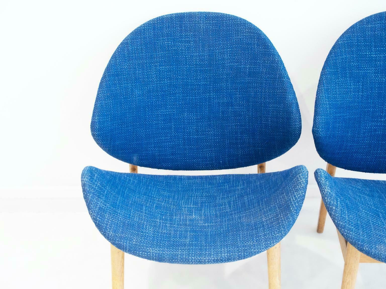 Pair Of Blue Hans Olsen Model 134 Oak Chairs photo 2884.0