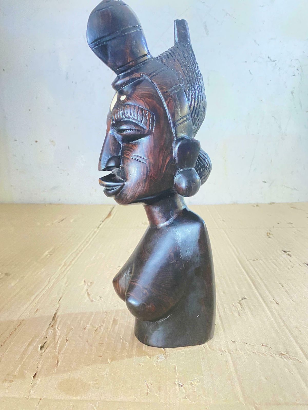Sculpture In Wood From Africa Bust Of A Woman, In A Black Color 20th Century photo Home Decor
