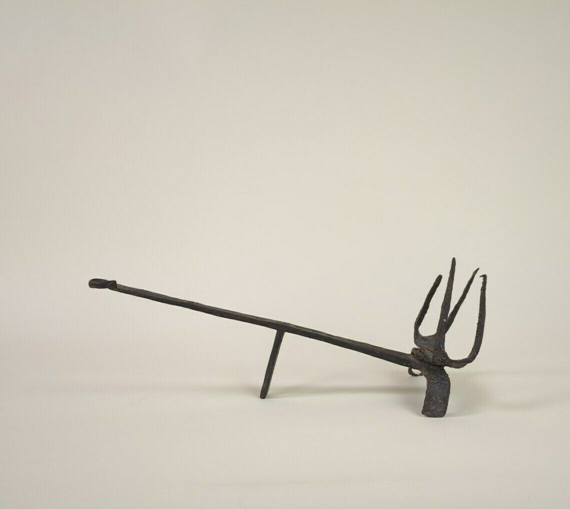 Antique Primitive French Hand Forged Iron Bread Toaster, 18th Century Folk Art photo for sale