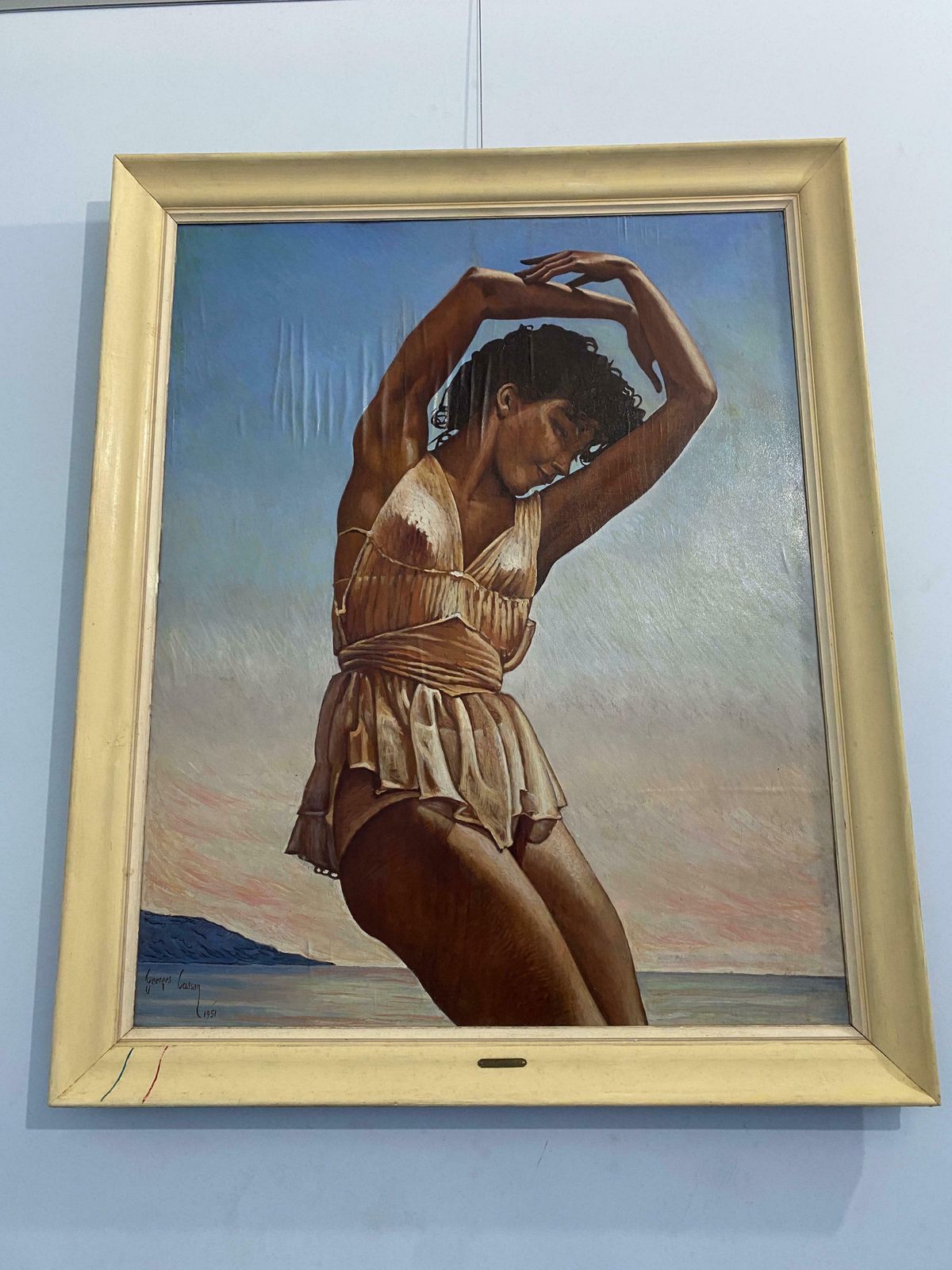 French Oil Painting "La Grecque" Signed Georges Cassan 1951 photo for sale