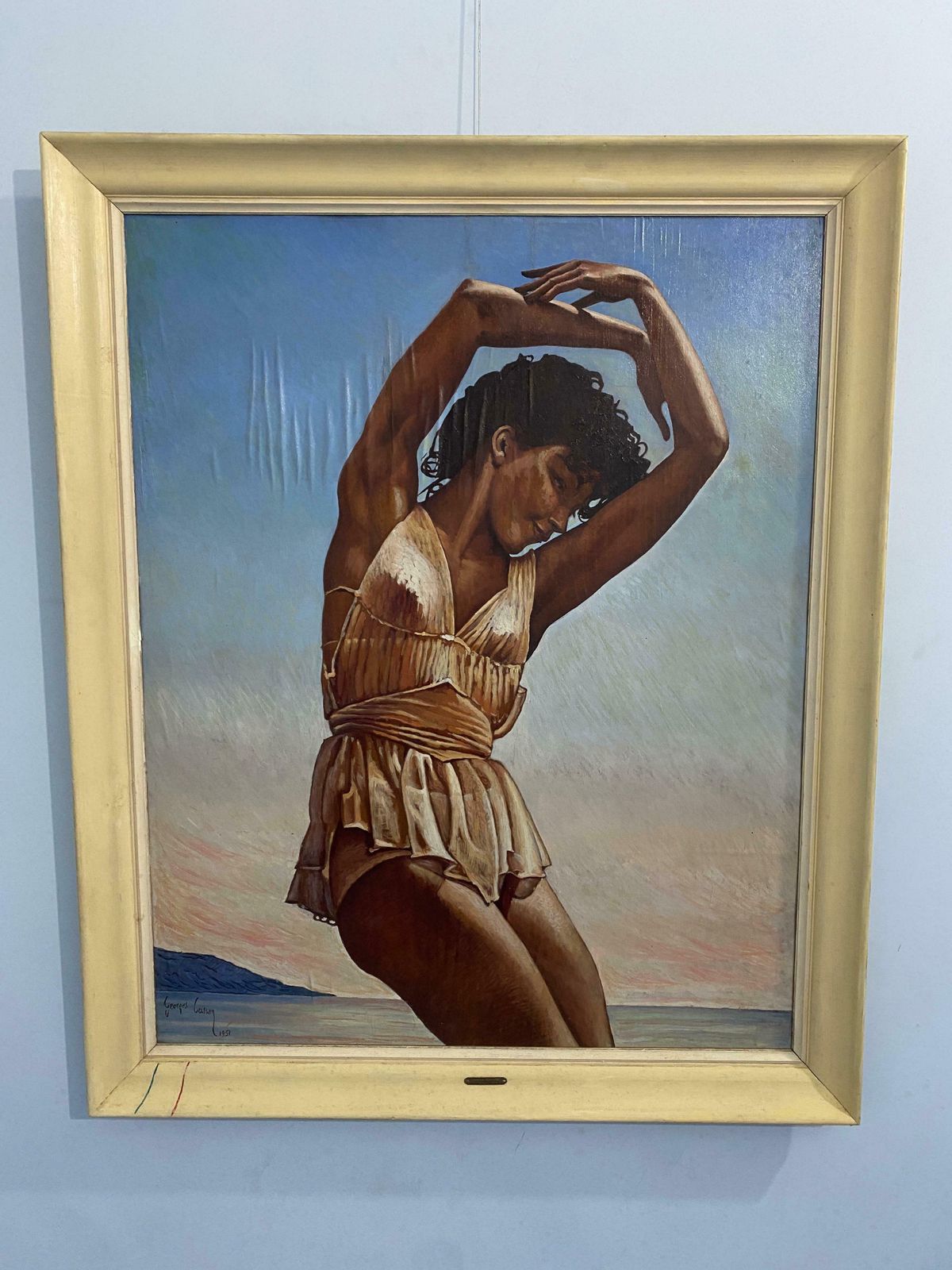 Art French Oil Painting "La Grecque" Signed Georges Cassan 1951 photo