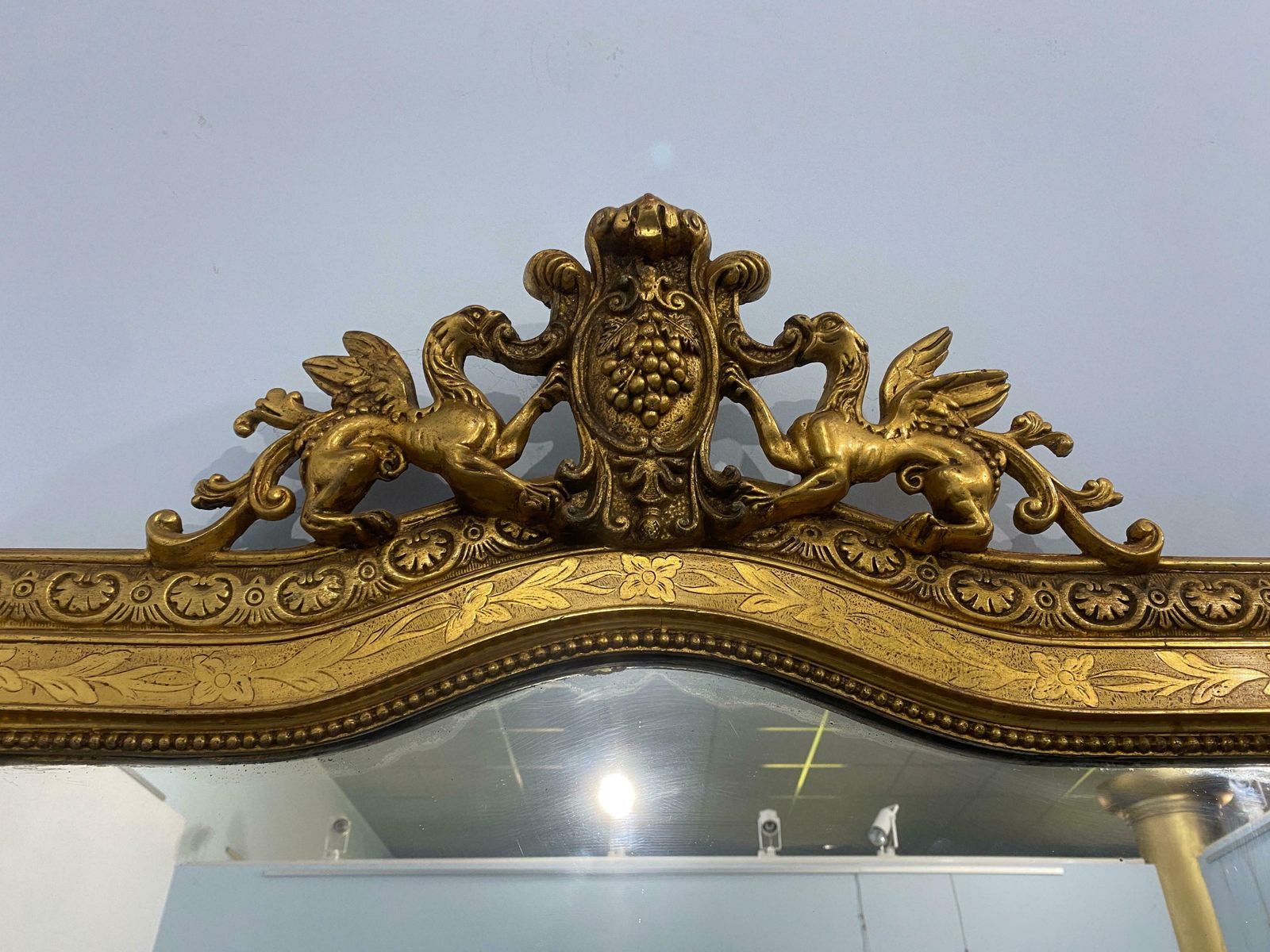 photo for sale Antique French Gilt Mirror Gold Leaf With Louis Philippe Era Selvedge