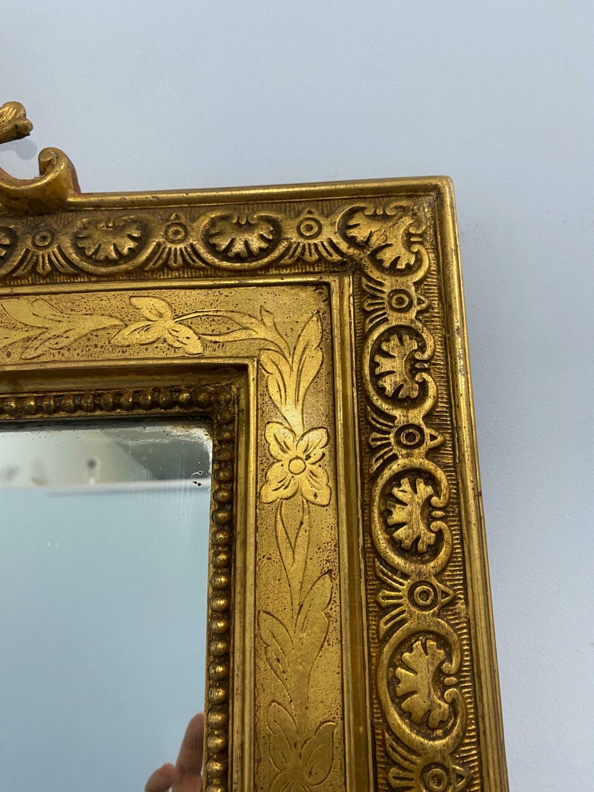 Home Decor Antique French Gilt Mirror Gold Leaf With Louis Philippe Era Selvedge photo