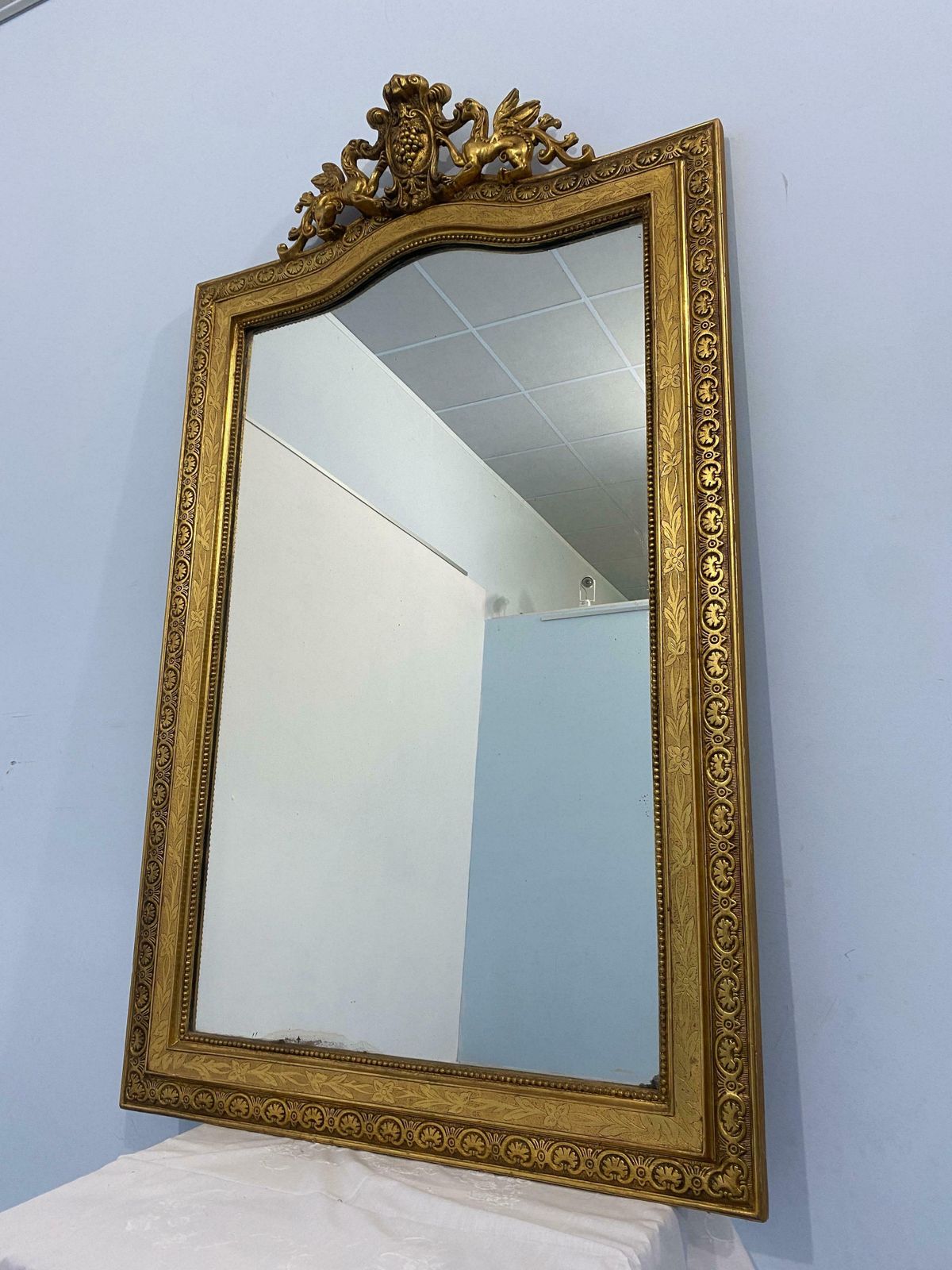 photo buy Antique French Gilt Mirror Gold Leaf With Louis Philippe Era Selvedge