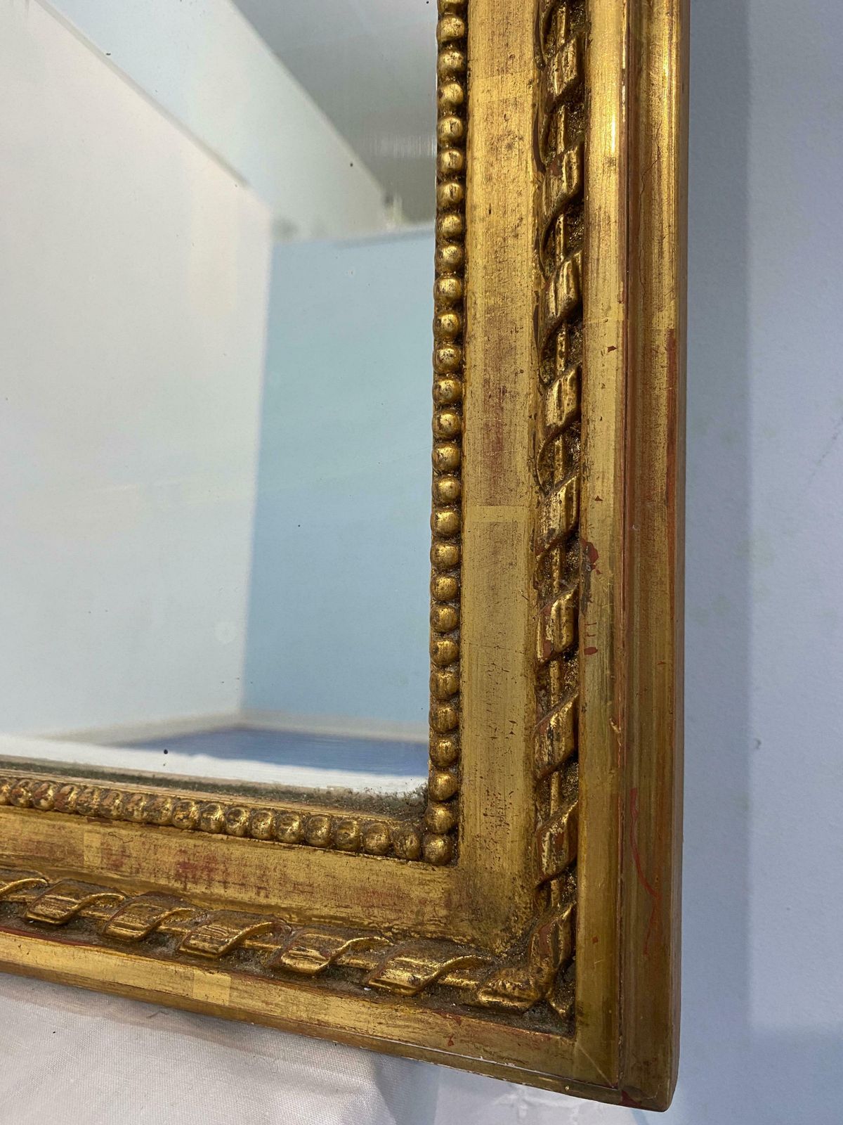 Antica Specchiera Francese Dorata A Foglia D'oro Epoca Napoleone Terzo, 1870 photo vinterior
