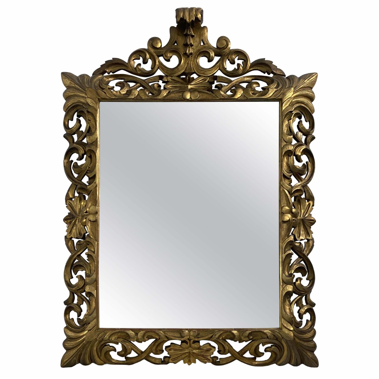 Antique French Gilded Gold Leaf Mirror From The Louis Philippe Era, 1850