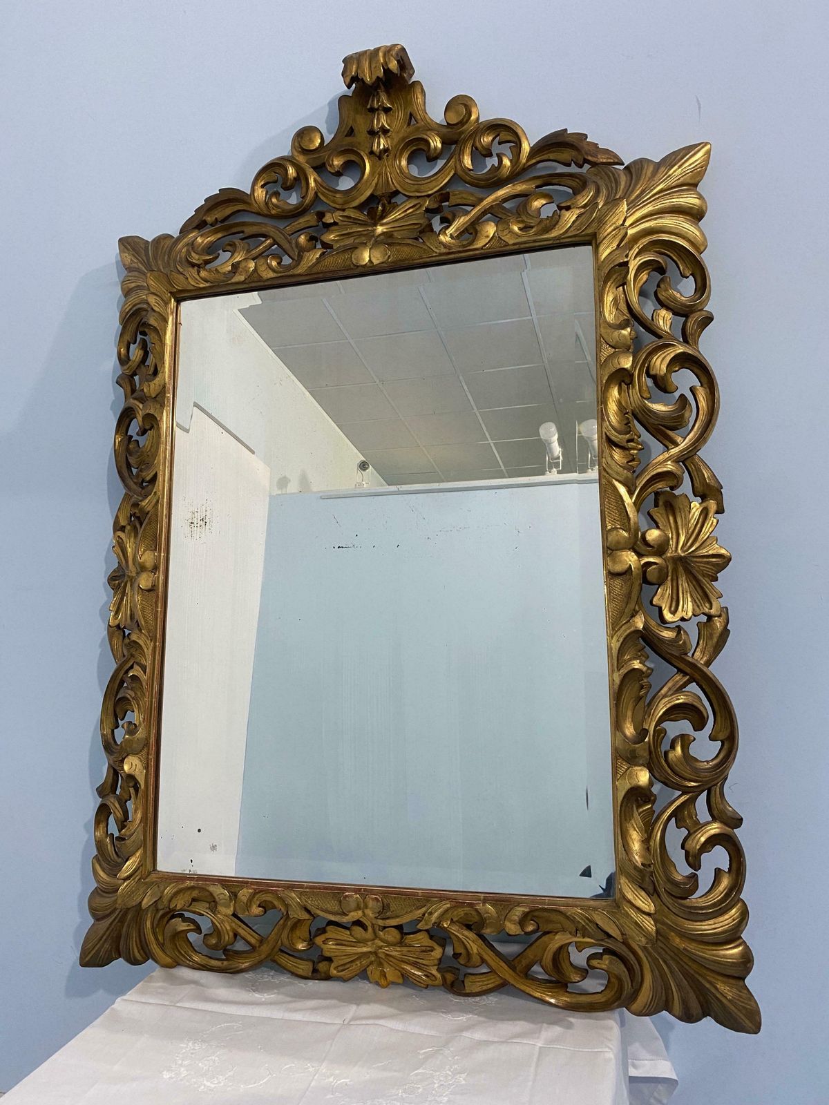 Home Decor Antique French Gilded Gold Leaf Mirror From The Louis Philippe Era, 1850 photo