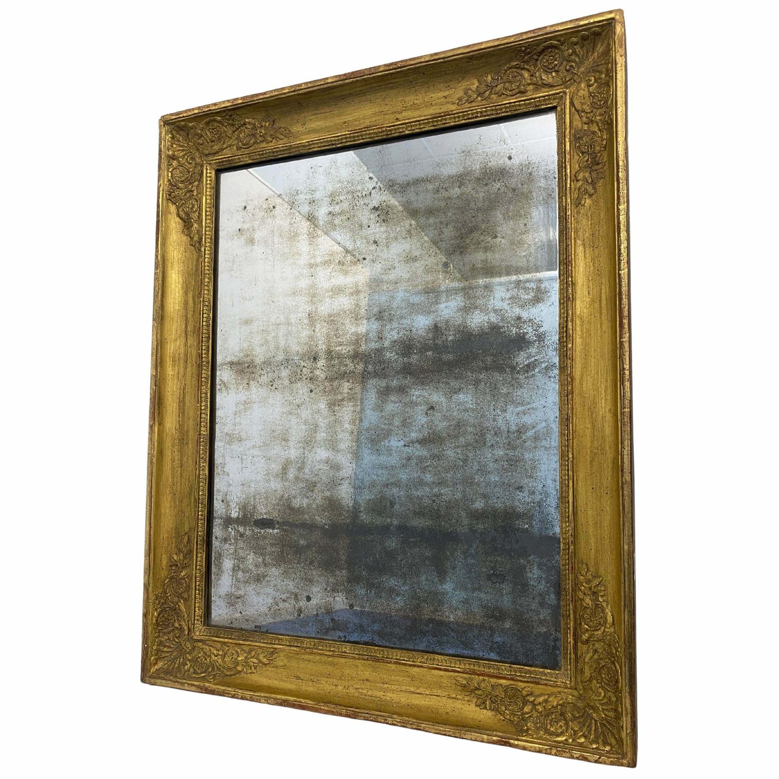Antique French Gold Leaf Gilded Mirror Cabinet Empire Era 1820s