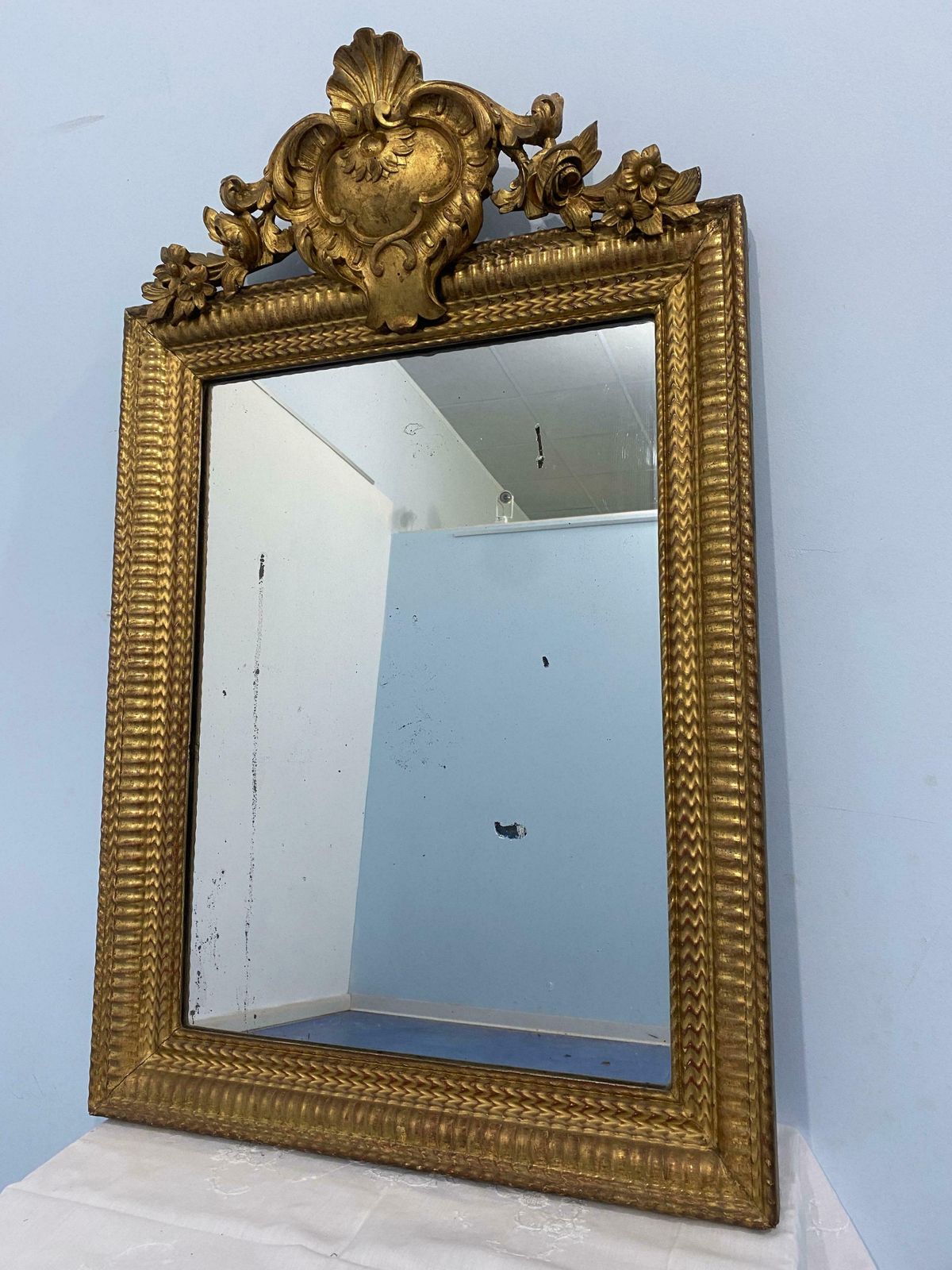Antique French Gilded Gold Leaf Mirror Louis Philippe Era, 1850s photo furniture