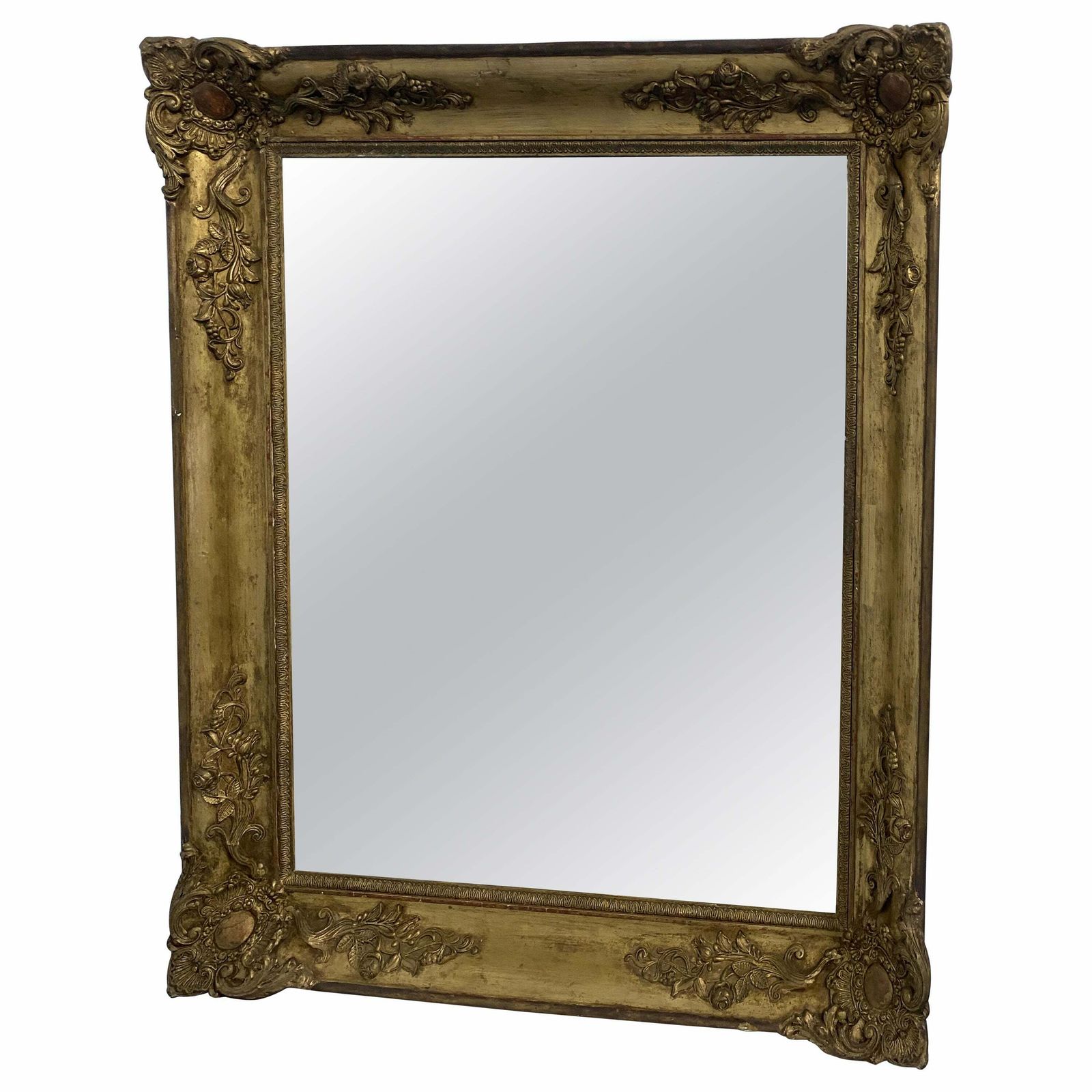 Antique French Gilded Gold Leaf Mirror From The Napoleon III Era, 1870