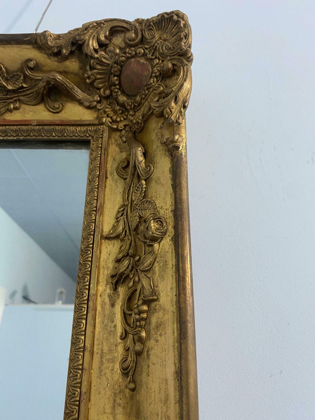 Antique French Gilded Gold Leaf Mirror From The Napoleon III Era, 1870 photo vinterior