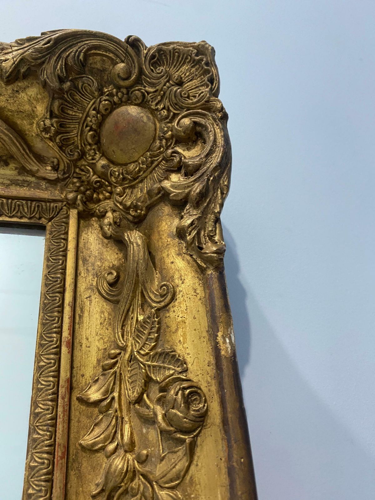 Antique French Gilded Gold Leaf Mirror From The Napoleon III Era, 1870 photo vintage