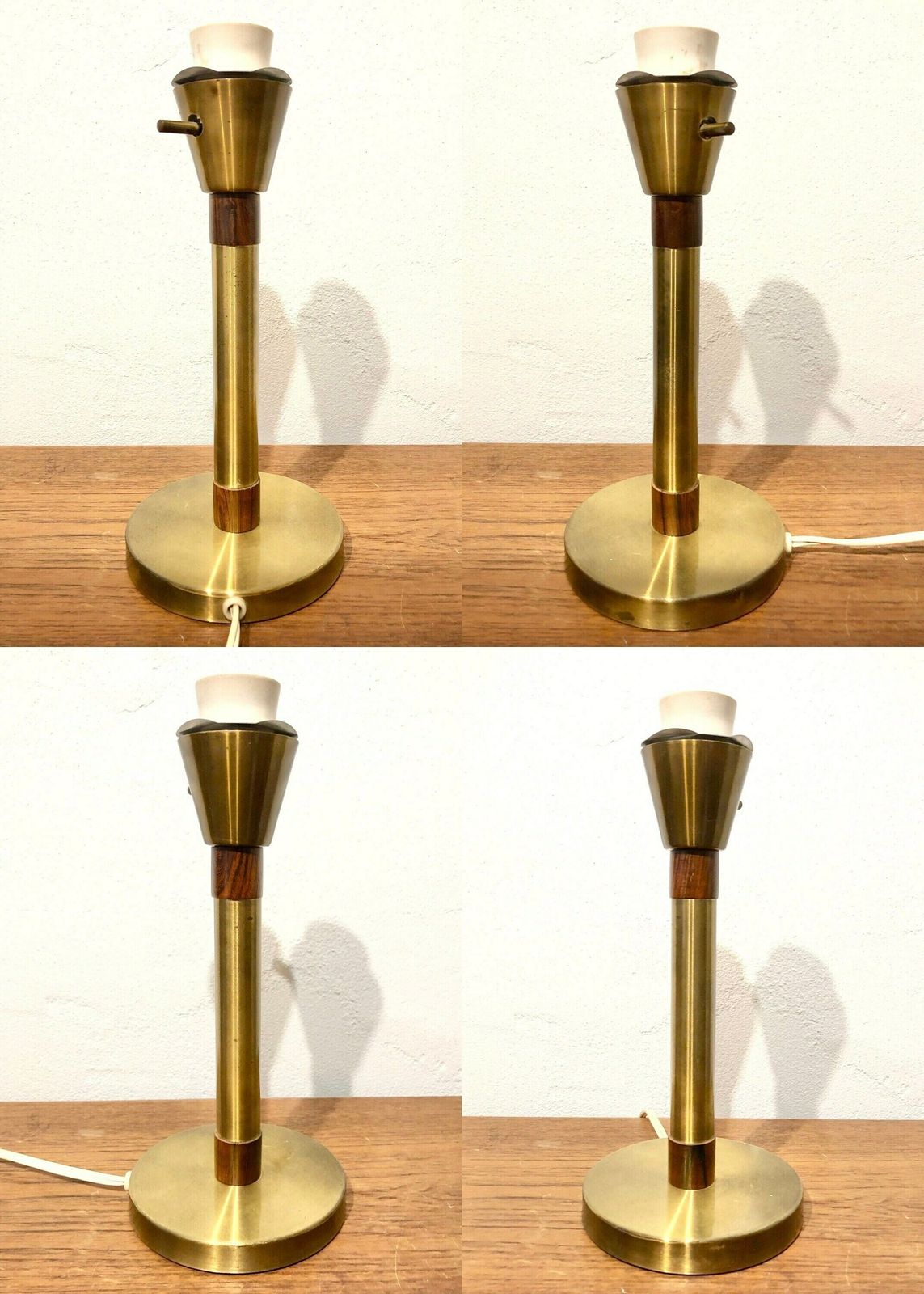 photo furniture Danish Early Mid Century Table Lamp In Brass With Rare “Fried Egg” Glass Shade And Palisander Details