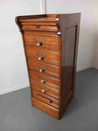 Oak Filing Cabinet, 1910s, Antique