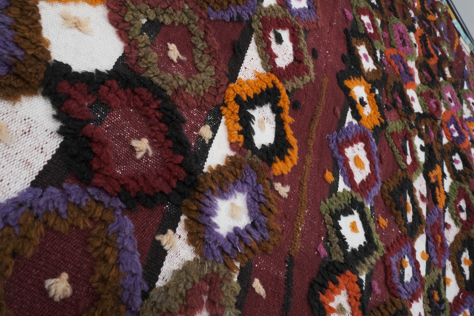 photo for sale Vintage Turkish Shaggy Tulu Kilim Rug 5'6''X7'1''