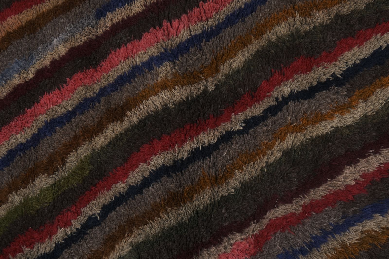 1960s Turkish Hand Knotted Shaggy Colorful Tulu Rug 3'8'' X 5'8'' photo for sale