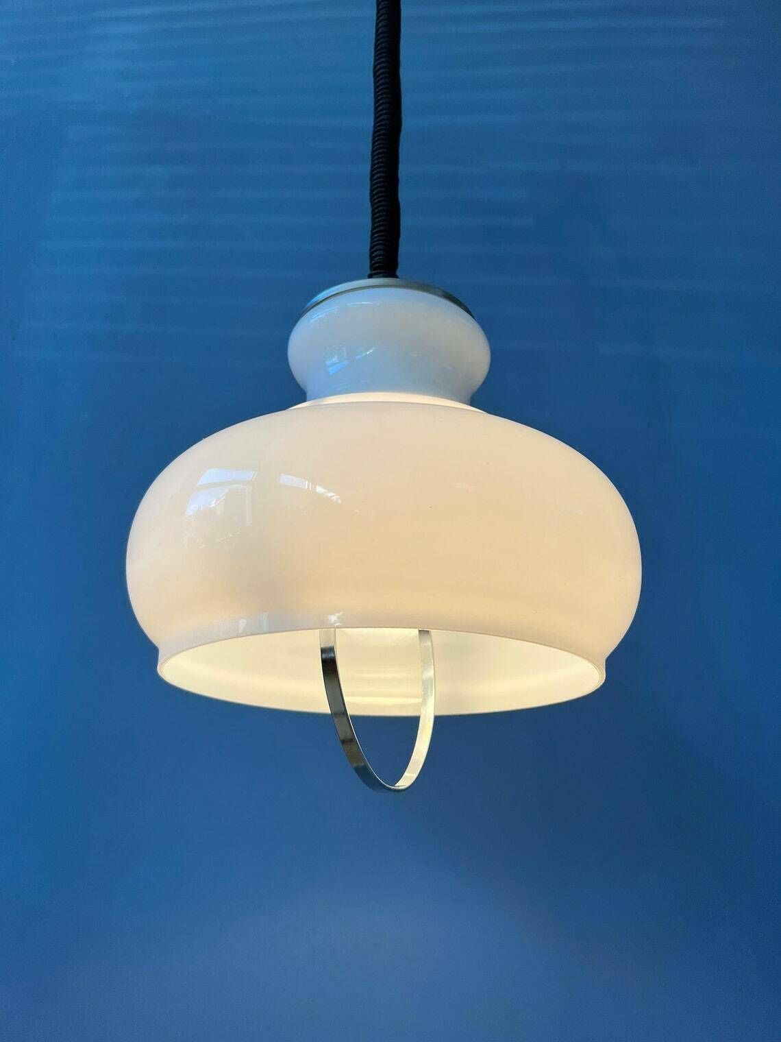 Vintage Mid Century Opaline Melkglas Hanglamp