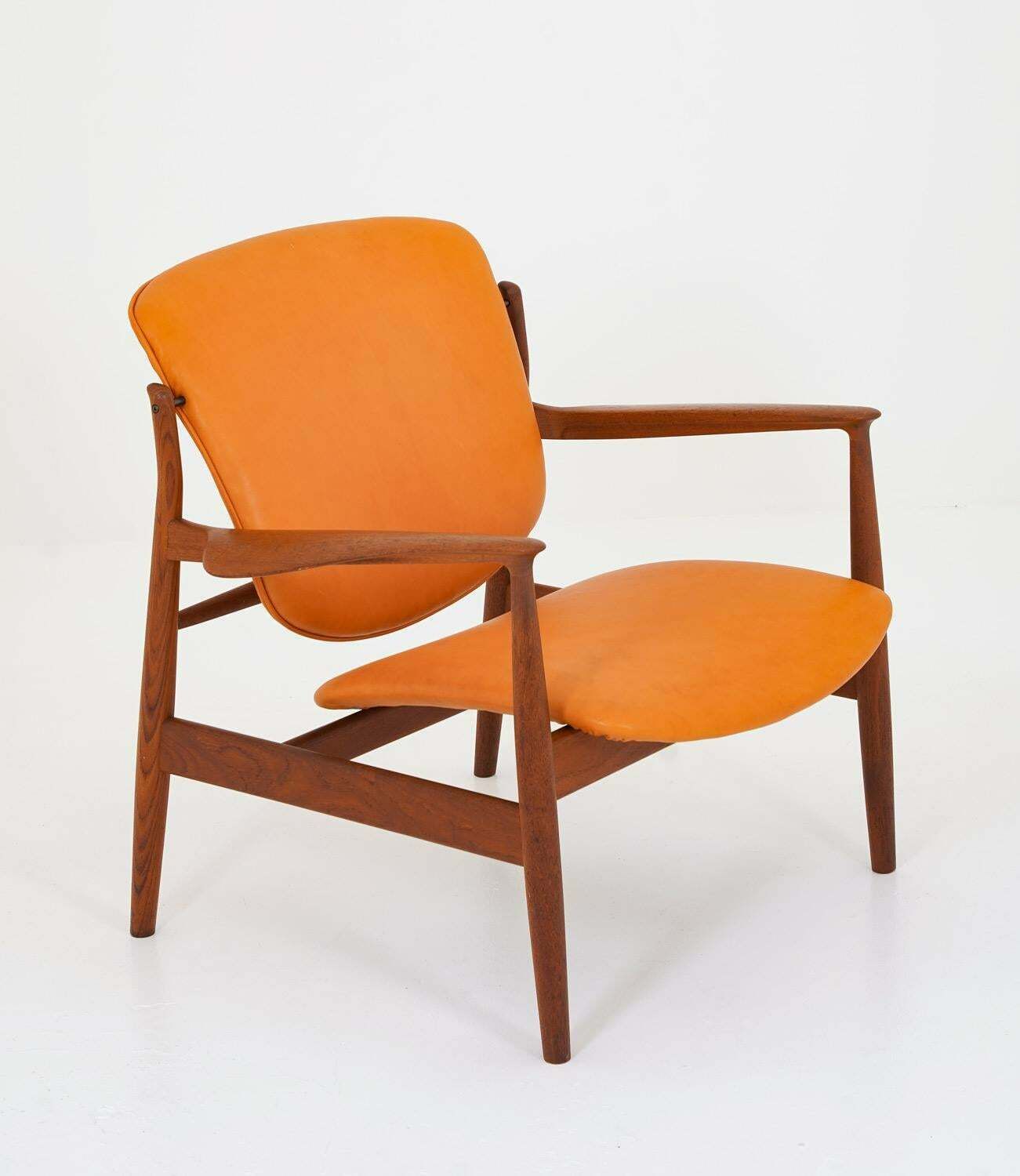 Finn Juhl Cognac Leather And Teak Lounge Chair Model Fd 136 photo furniture