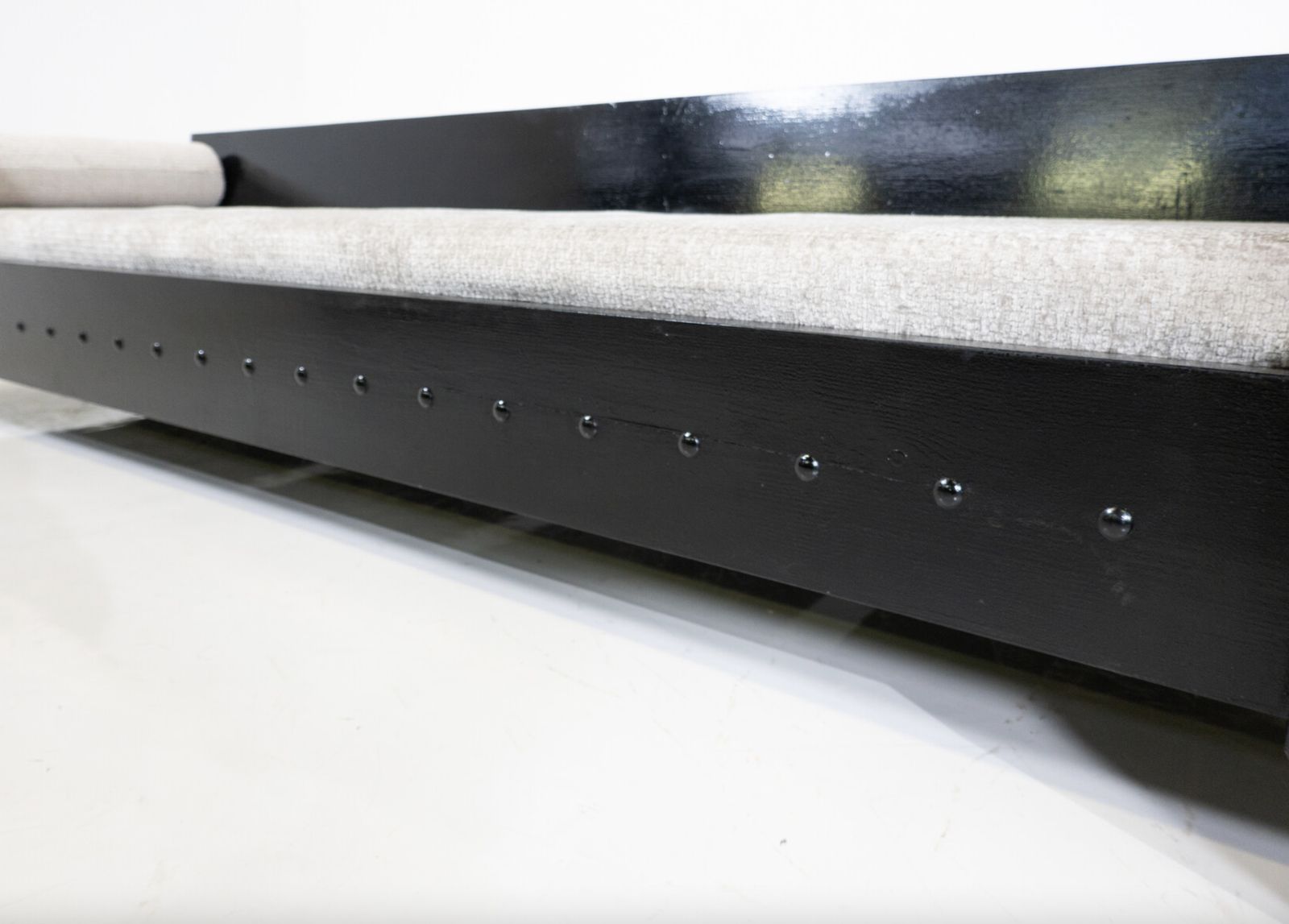 Modernist Sofa / Daybed, Black Wood And Fabric, 1960s photo for sale