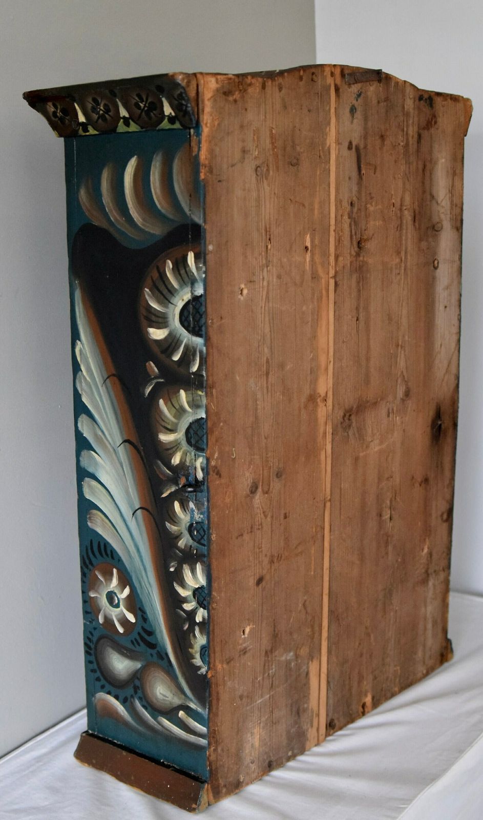 Original Blue Painted Antique Folk Art Swedish Cabinet photo 2200.0