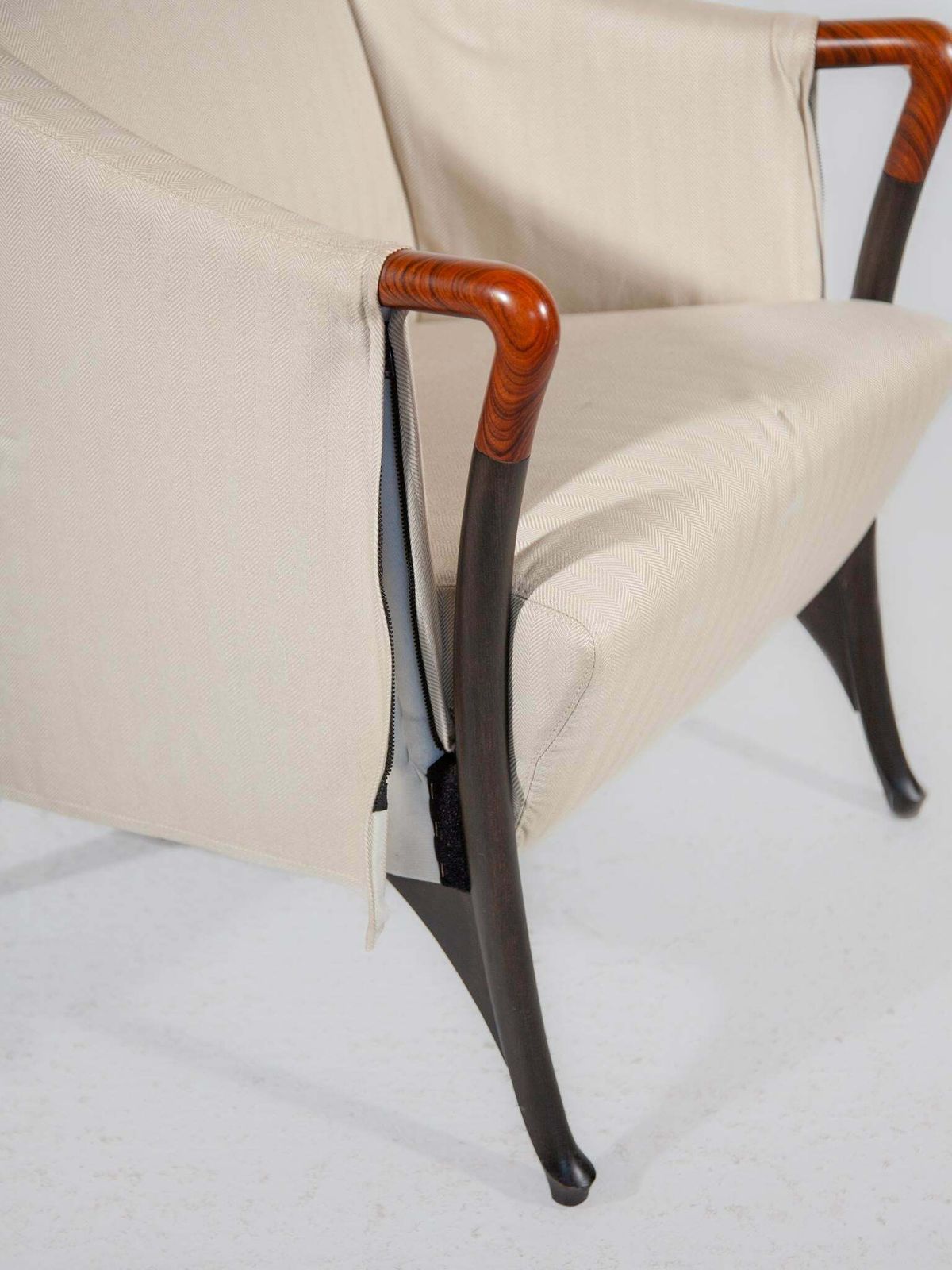 Set Of Two Highback Lounge Chairs And Footstool By Umberto Asnago, 1980 photo vintage
