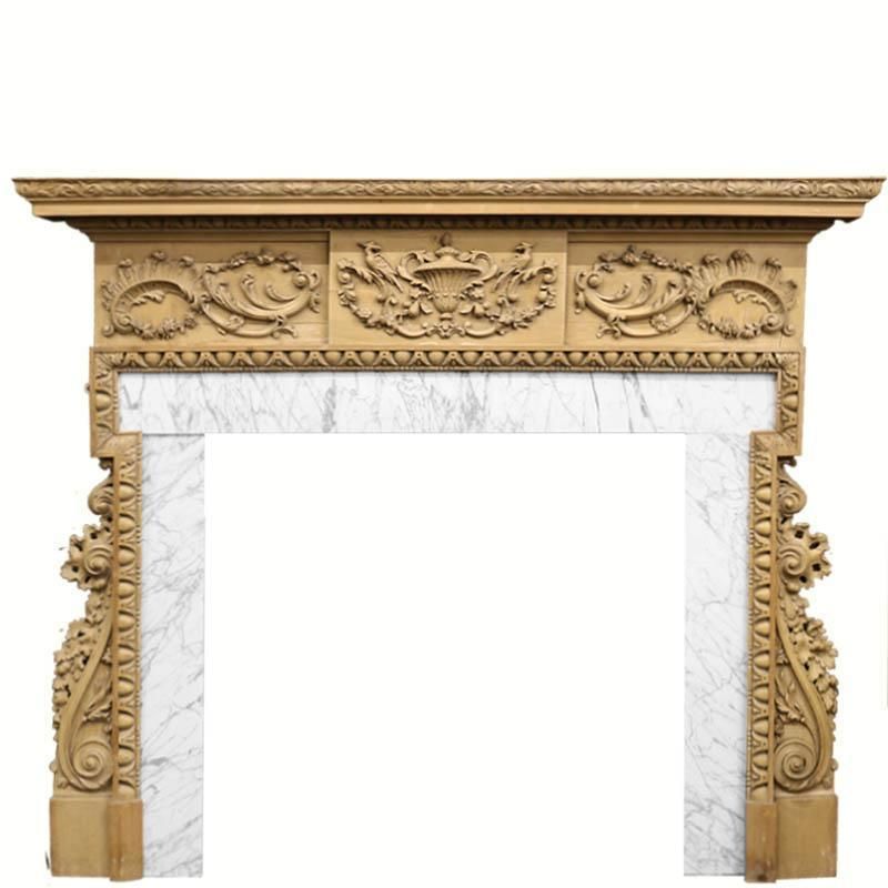 Antique Georgian Carved Pine Fireplace Surround