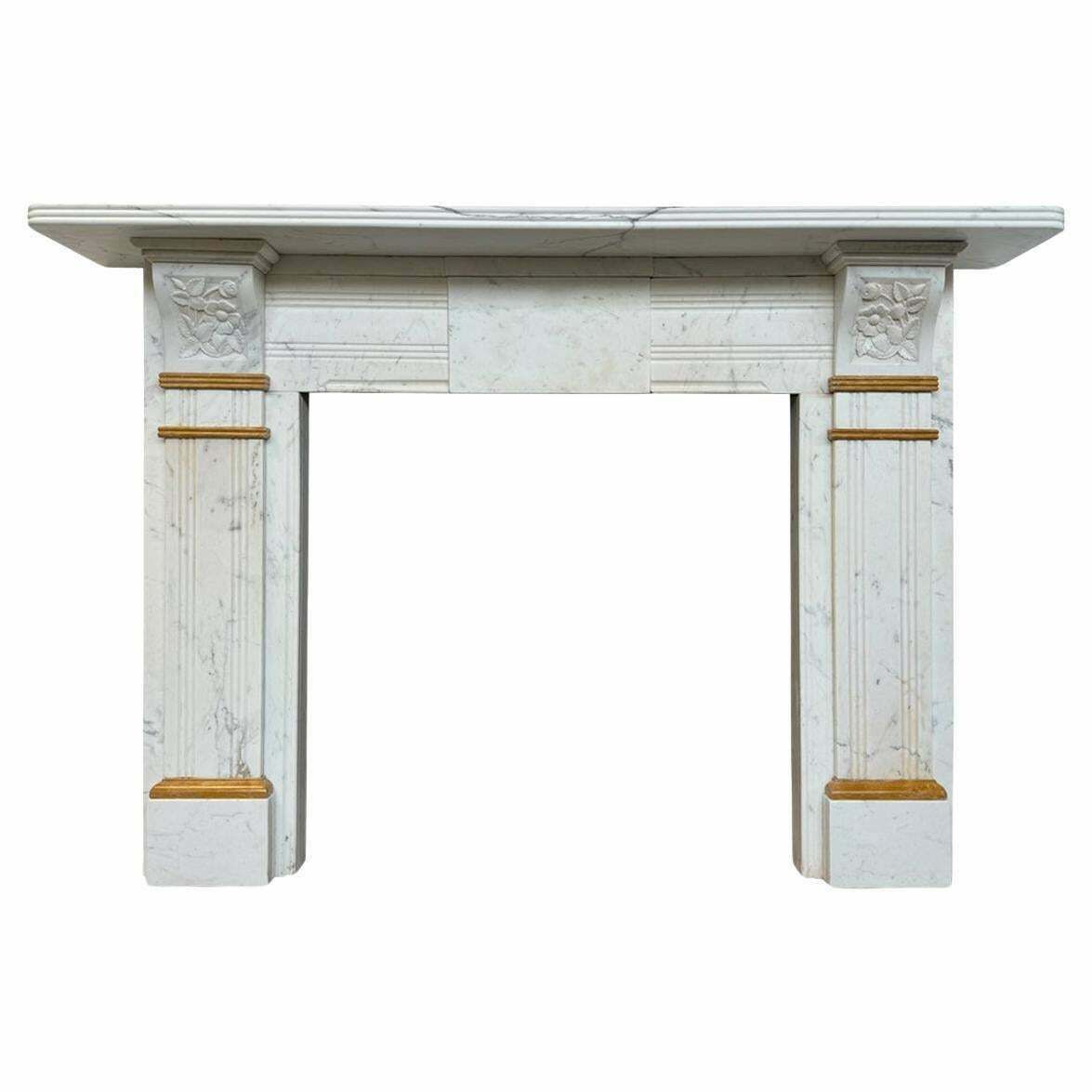 Antique Victorian Statuary Marble Fireplace Surround