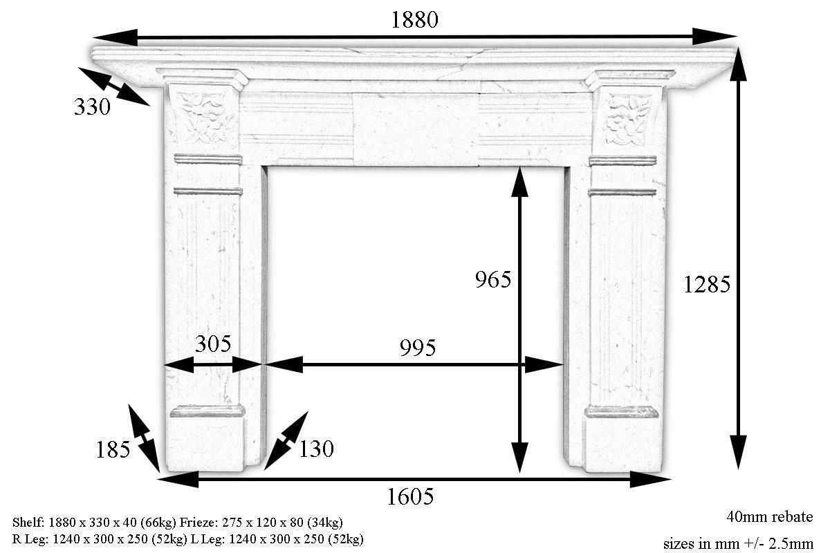 Antique Victorian Statuary Marble Fireplace Surround photo for sale