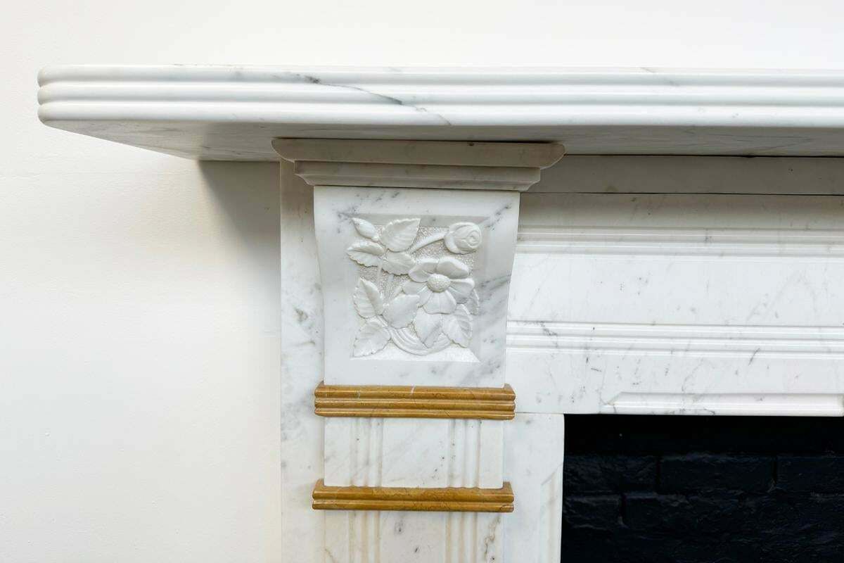 Antique Victorian Statuary Marble Fireplace Surround photo vinterior