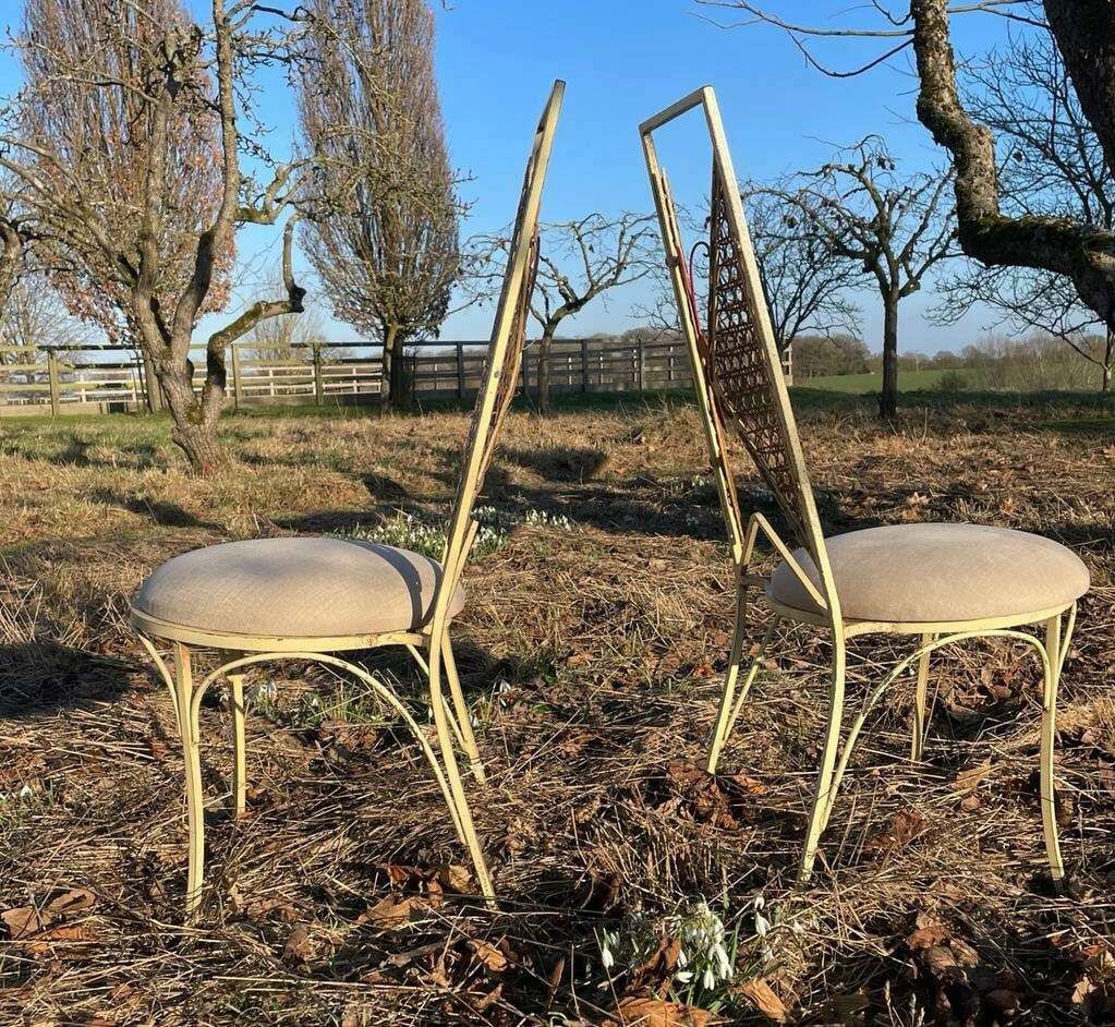 Wrought Iron Mid Century Modern Hollywood Regency 1970s Butterfly Chairs photo vintage