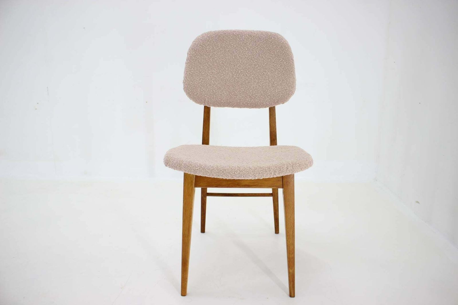 photo buy 1960s Set Of Three Oak Dining Chairs In Boucle, Czechoslovakia