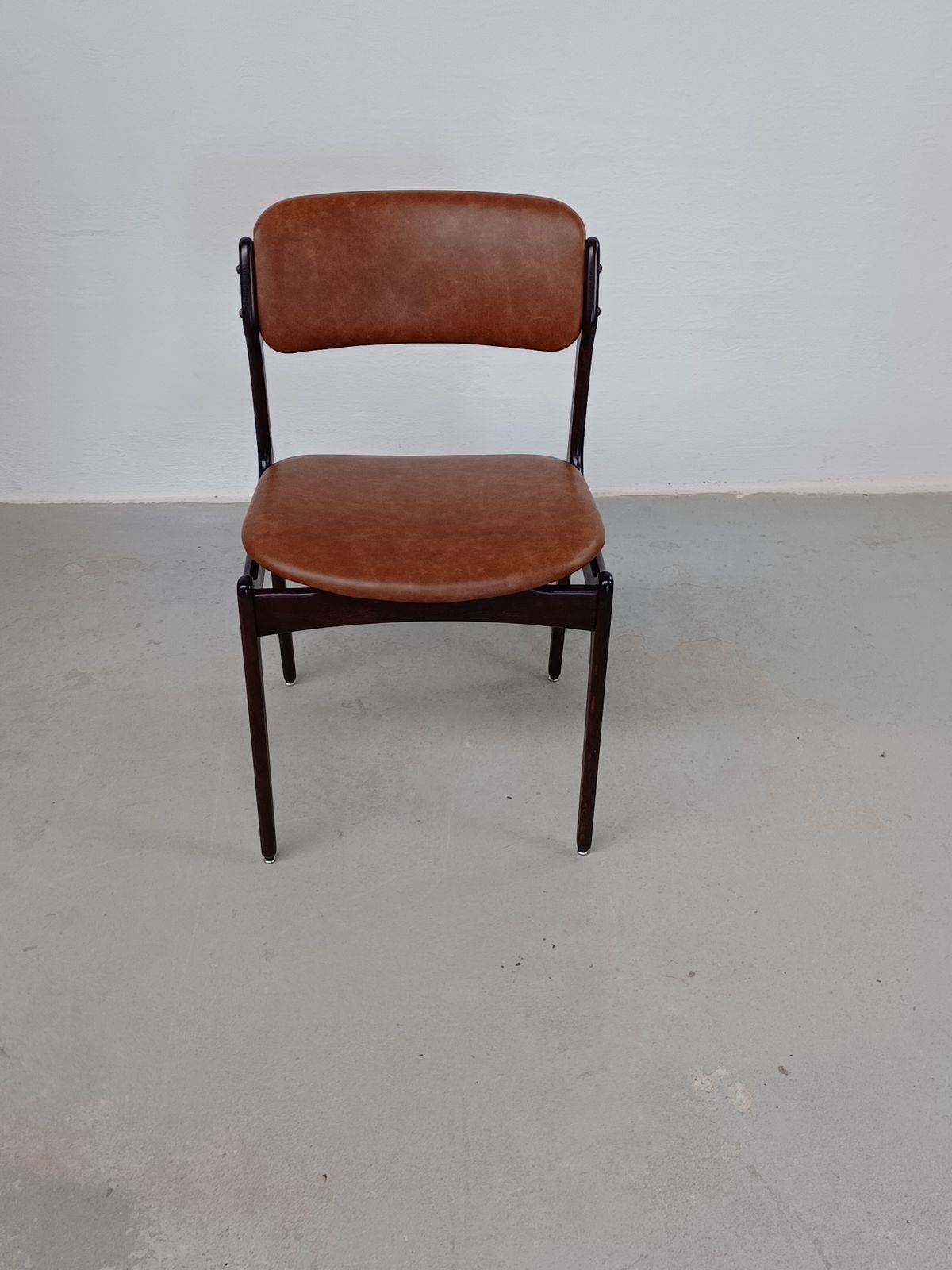 Erik Buch Set Of Eight Fully Restored Tanned Oak Dining Chairs Inc. Custom Reupholstery 1960s photo for sale
