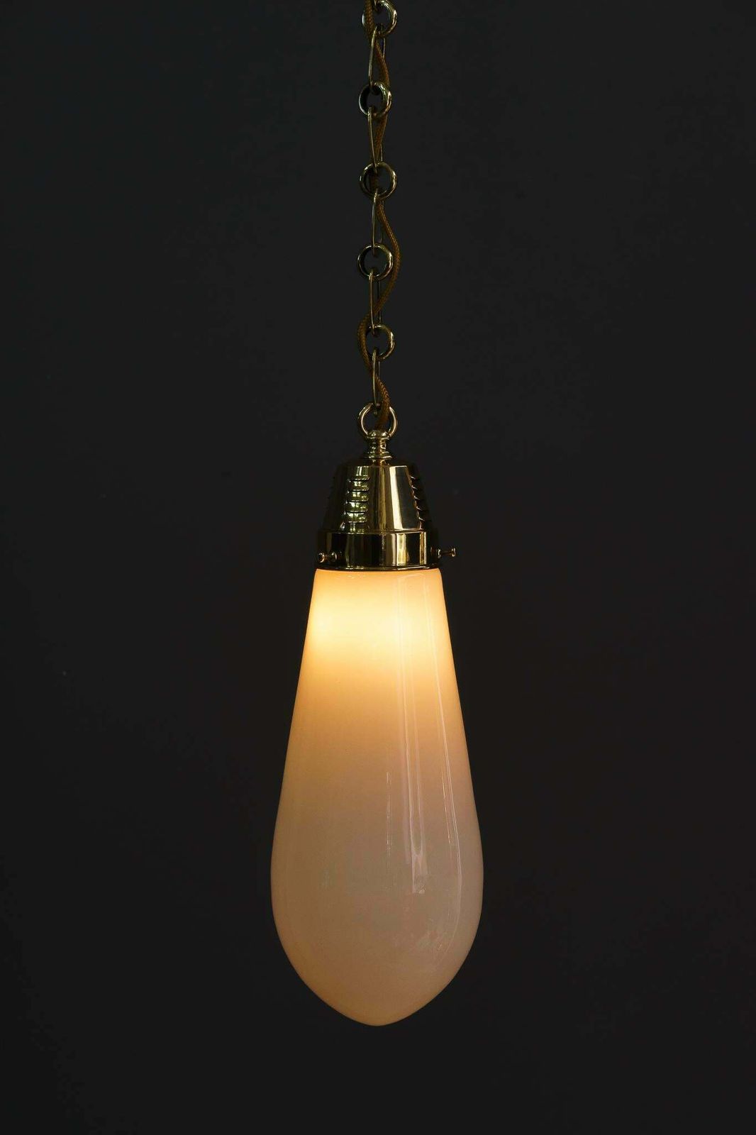 2x Art Deco Hanging Lamps Germany Around 1920s With Original Old Glass Shades photo 798.0