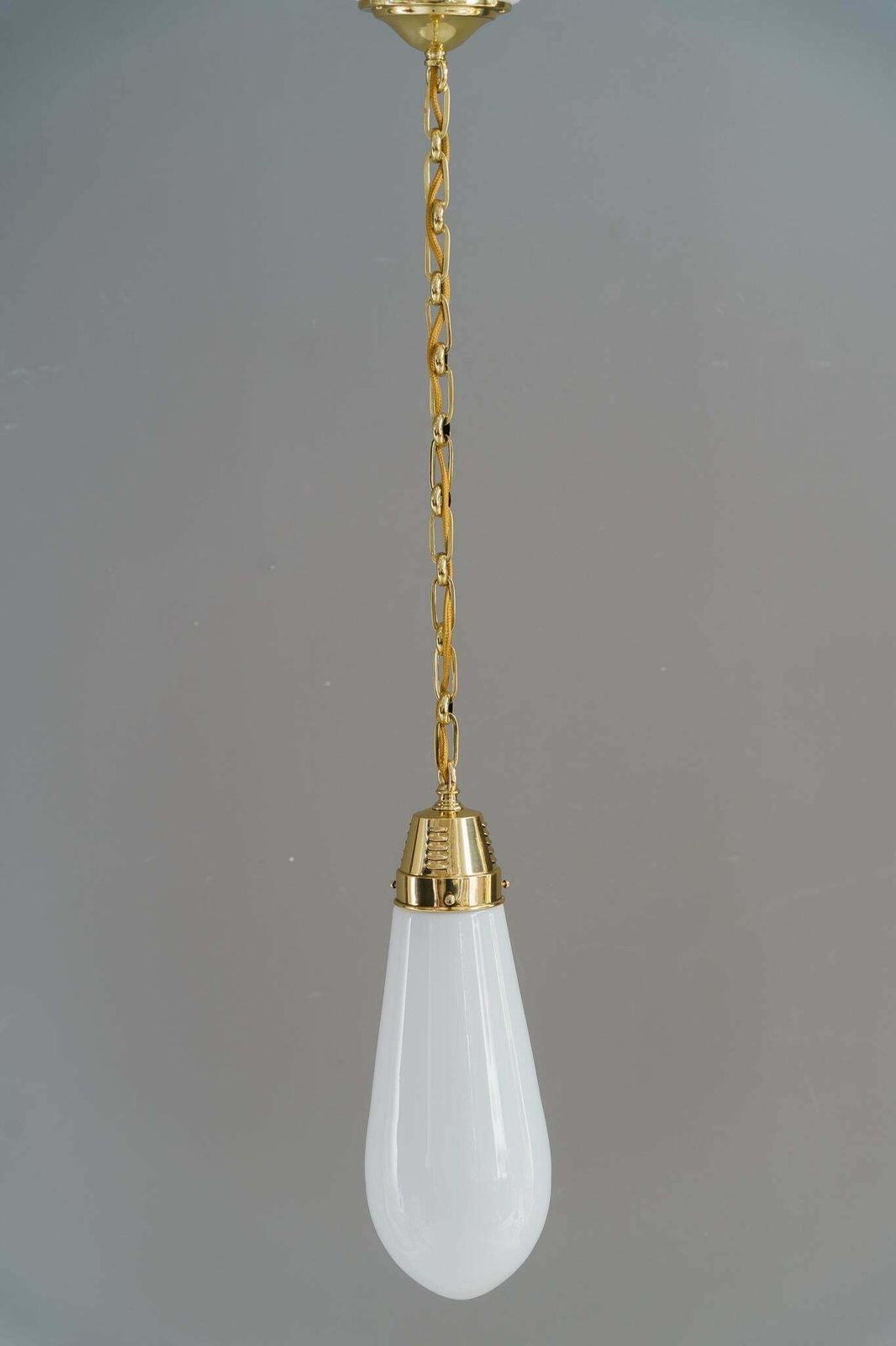 2x Art Deco Hanging Lamps Germany Around 1920s With Original Old Glass Shades photo buy