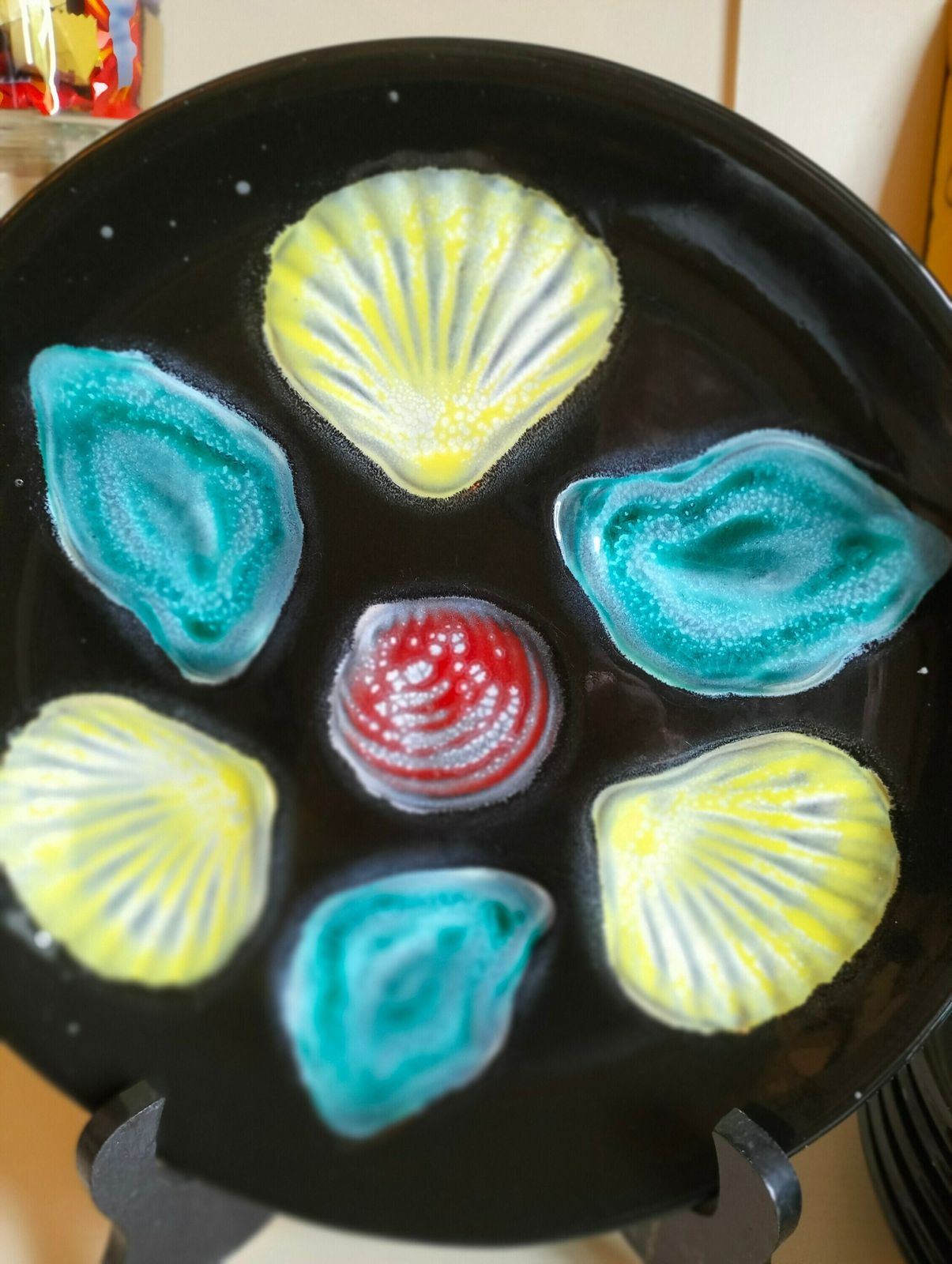 Vintage French Oyster Plates, Vintage French Plates, Vintage Patterned Oyster Plates, Vintage Seafood Plates, French Ceramic Oyster Plates photo Home Decor
